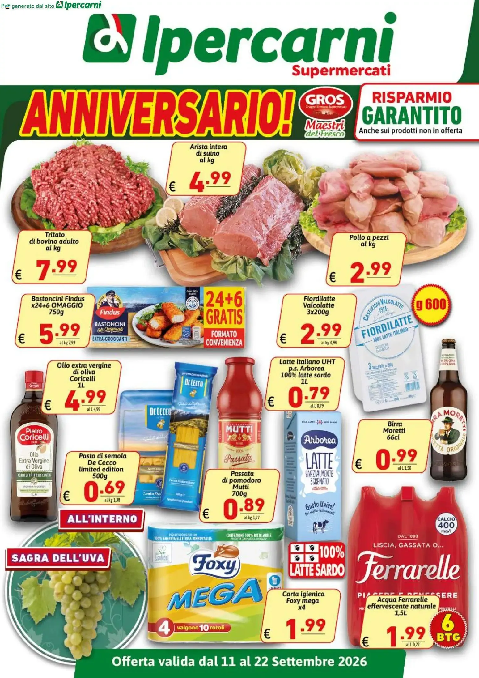 Ipercarni: Anniversario! Offerta valida dal 11 al 22 Settembre 2026