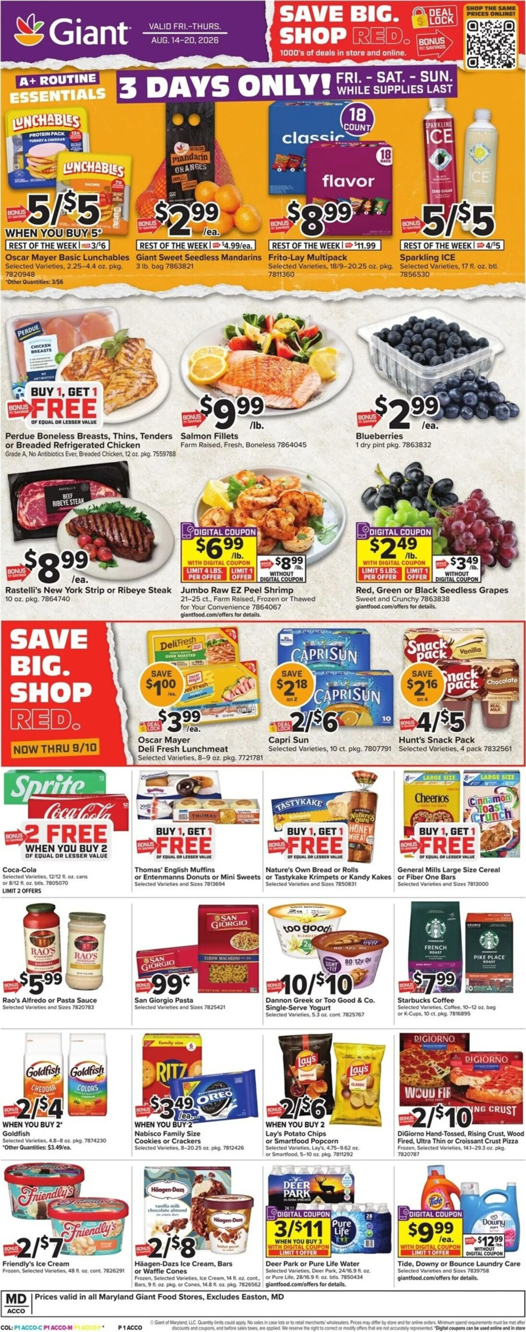 Weekly ad Current Giant leaflet valid from Friday 08/14/2026 to Thursday 08/20/2026 from August 14 to August 20 2026 - Page 1