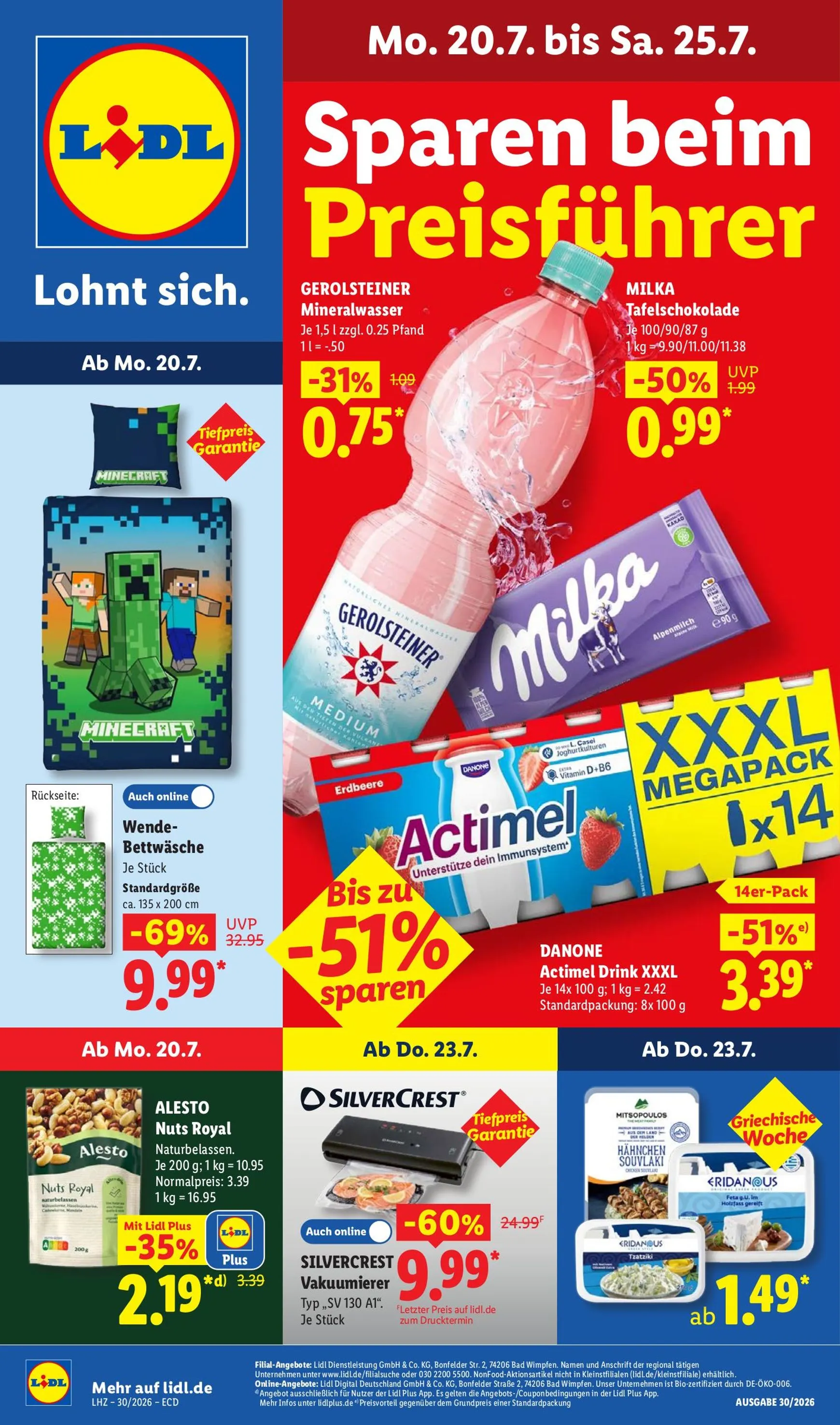Lidl Prospekt nächste Woche – von Montag 20.07.2026 bis Samstag 25.07.2026 von 20. Juli bis 25. Juli 2026 - Prospekt seite 1
