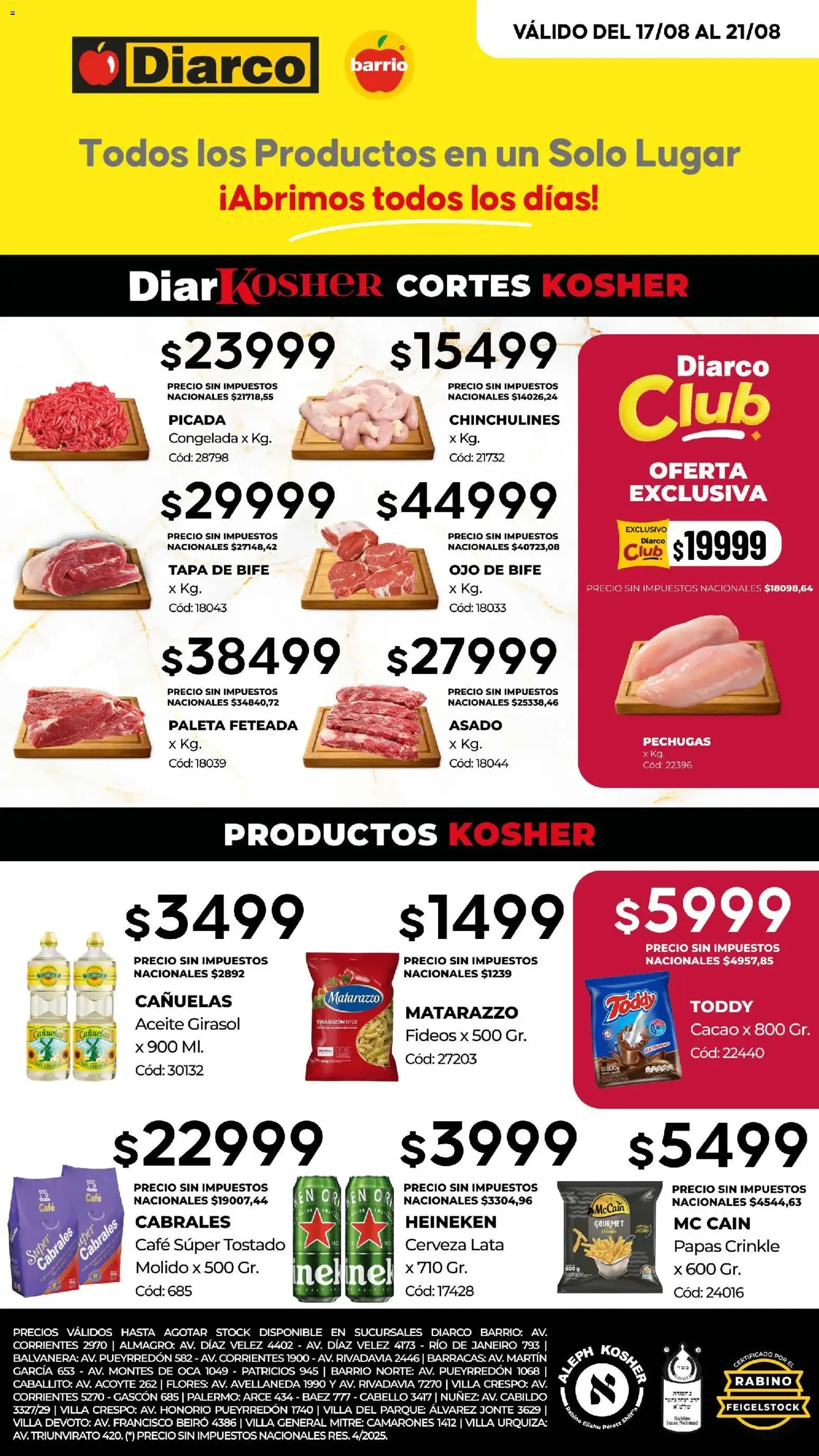 Diarco - Ofertas Kosher del 17/08/2026 - 21/08/2026