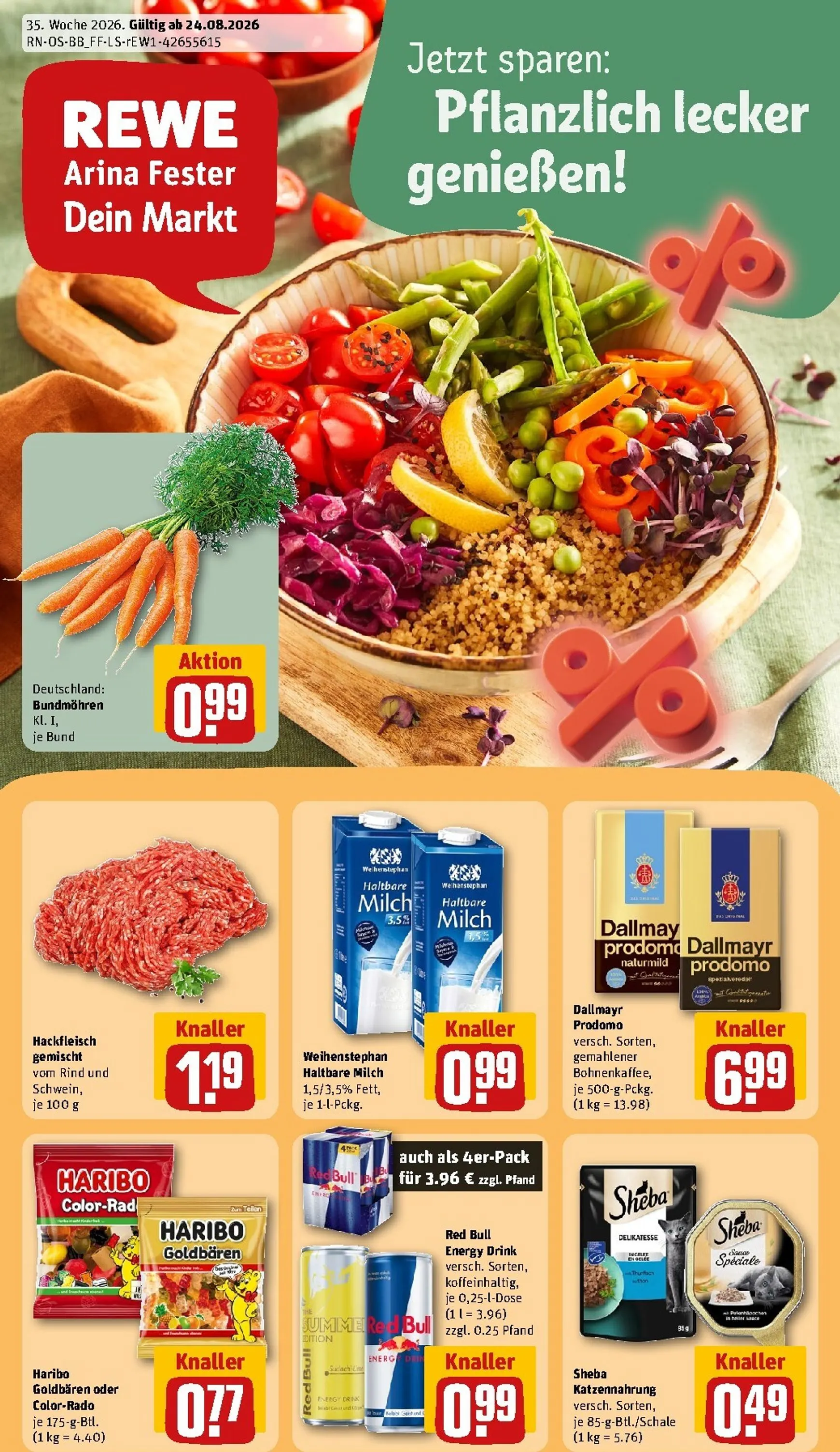 REWE Arina Fester Dein Markt von 24. August bis 30. August 2026 - Prospekt seite 1