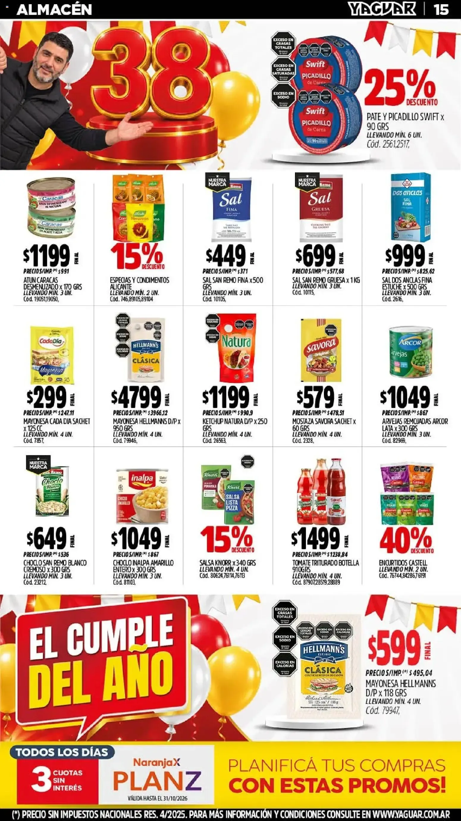 Ofertas de Mayorista Yaguar - El Cumple del Año 38 - Ofertas para Chaco 5 de octubre al 10 de octubre 2026 - Página 12 del catálogo