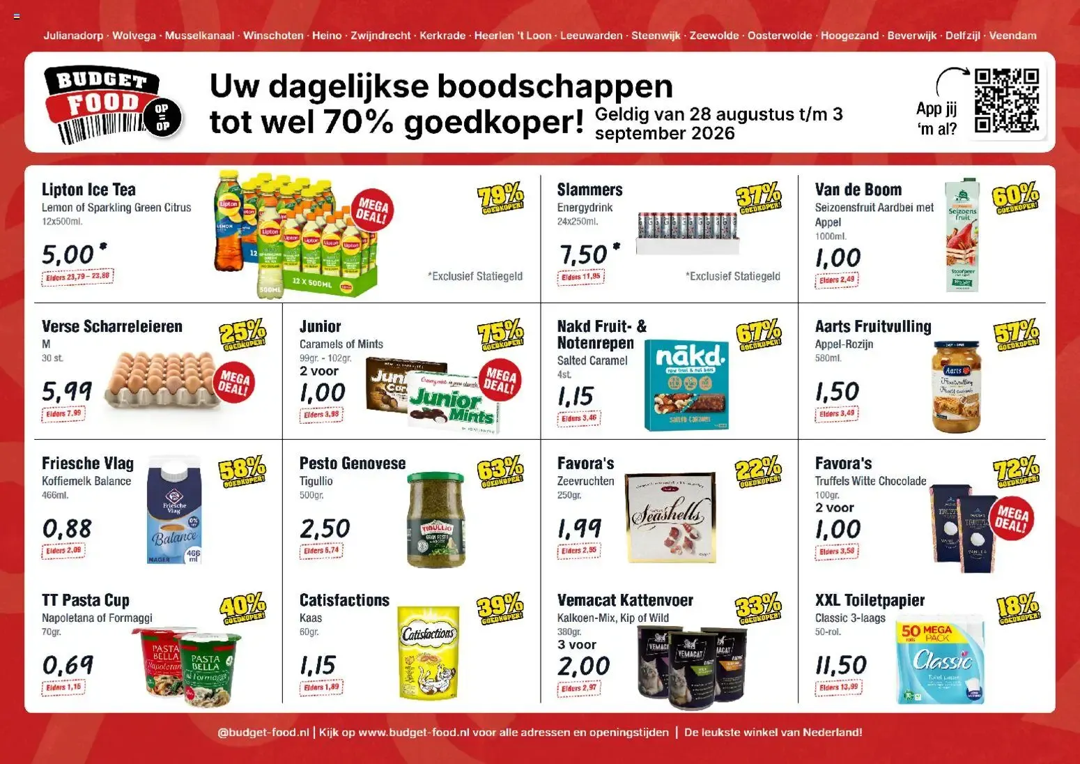 Budget Food - Uw dagelijkse boodschappen tot wel 70% goedkoper! van 28 augustus tot 3 september 2026 - Folder pagina 1