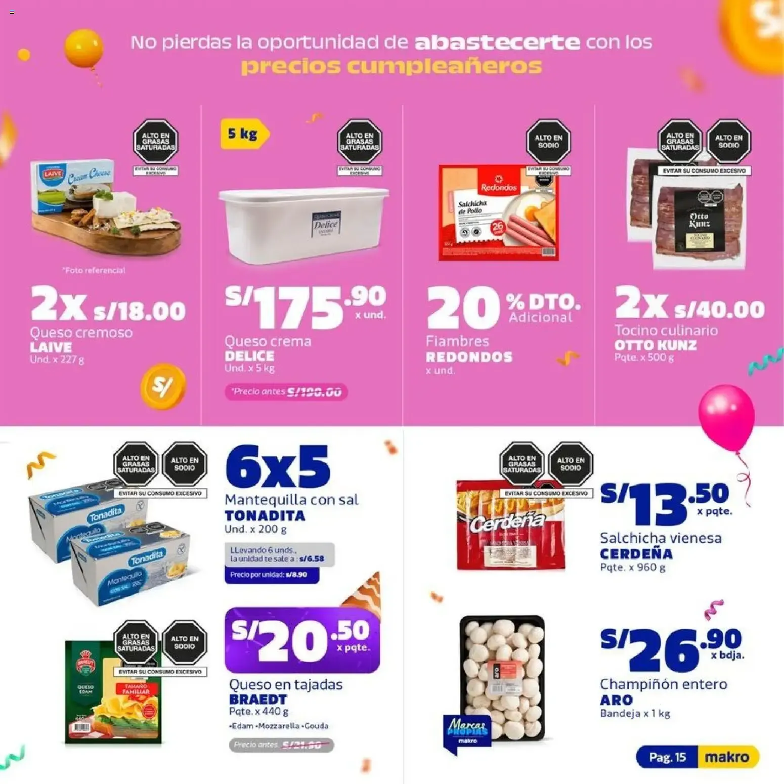Catalogo de Precios Cumpleañeros Makro 14 de julio al 29 de julio 2026 - Pag 15