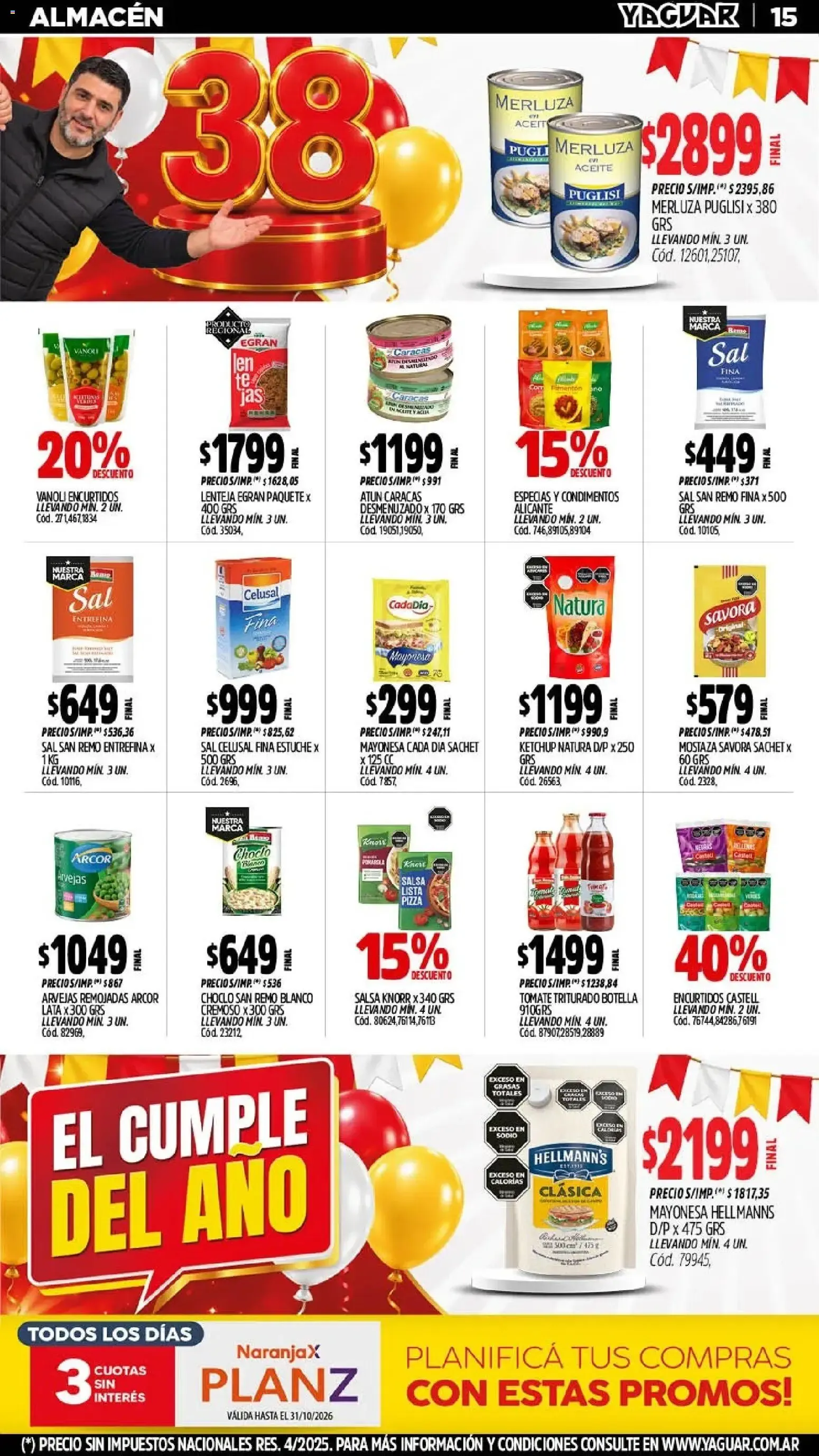 Ofertas de Mayorista Yaguar - El Cumple del Año 38 - Ofertas Semanales Córdoba 5 de octubre al 11 de octubre 2026 - Página 13 del catálogo