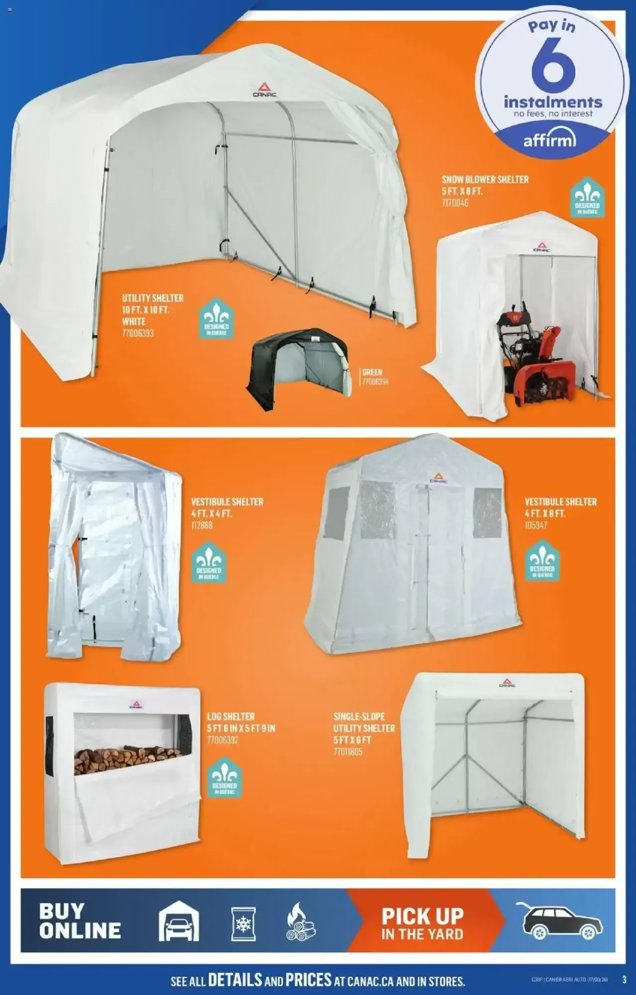 Canac Car and Vestibule Shelters Fall 2026 from September 17 to September 30 2026 - flyer page 3
