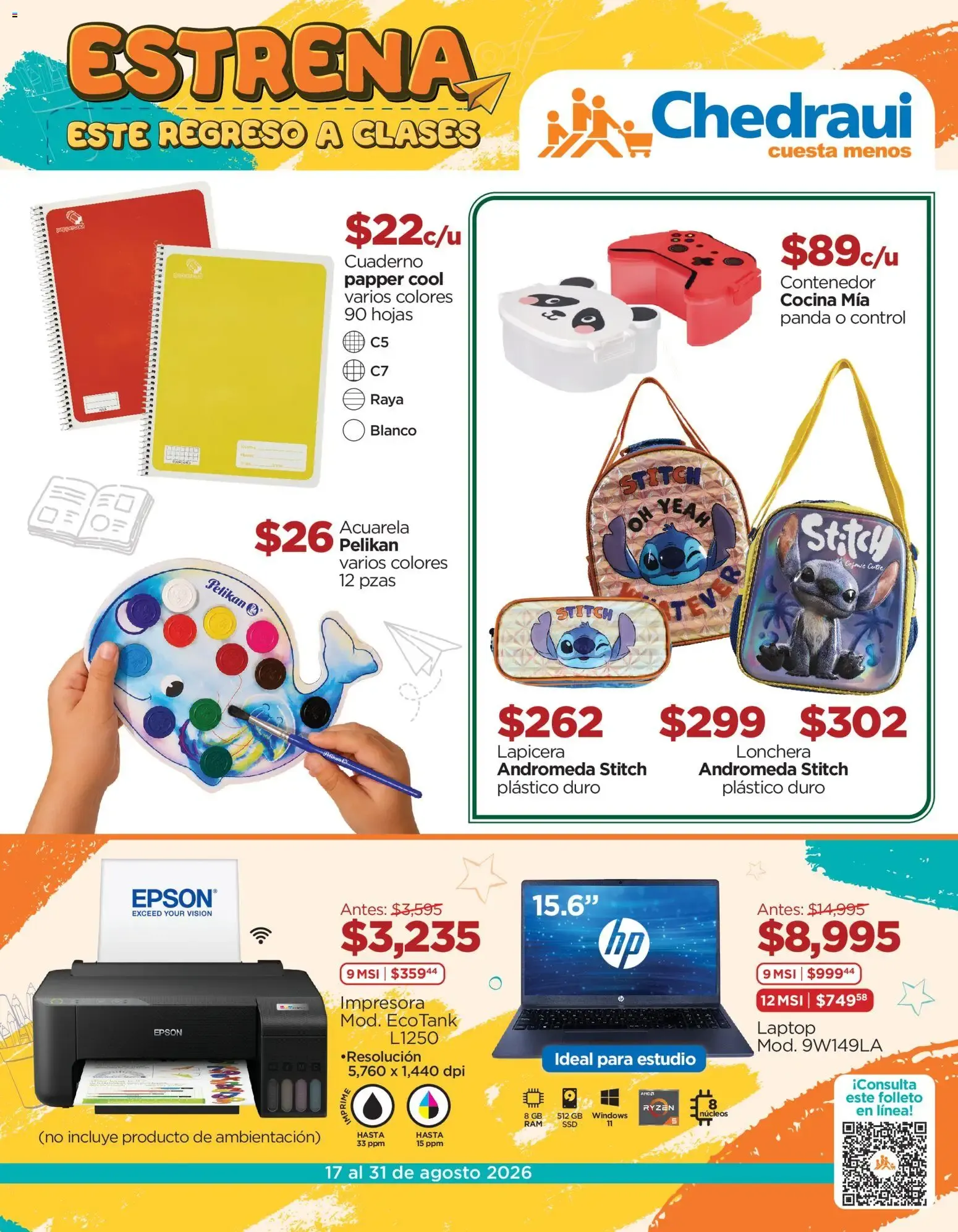 Catálogo de Chedraui folleto Estrena este regreso a clases (17/08/2026 - 31/08/2026) - catálogo en línea 17 de agosto al 31 de agosto 2026 - Pagina 1