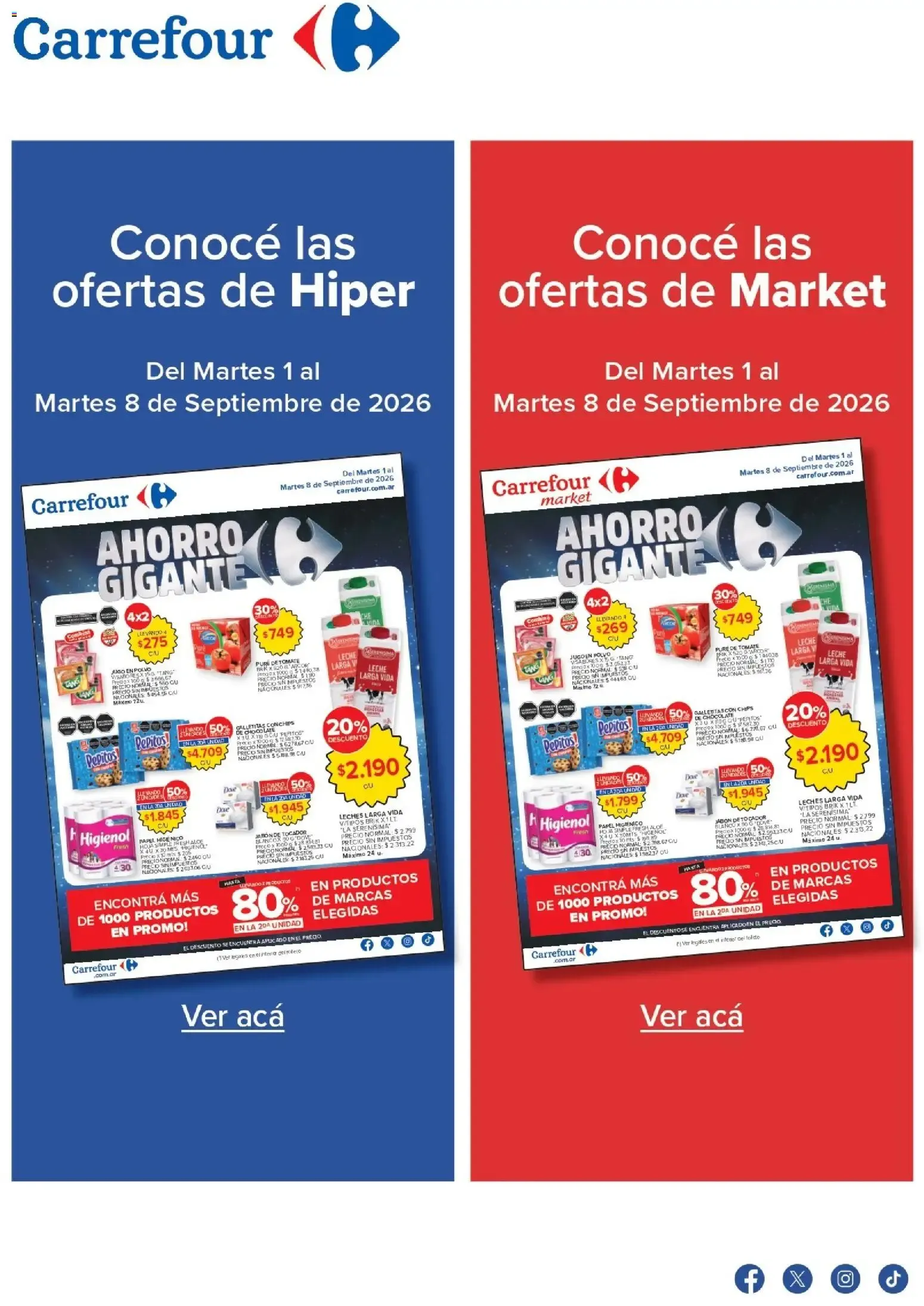 Ofertas de Carrefour - Ofertas Hiper y Market | Ahorro Gigante 1 de septiembre al 8 de septiembre 2026 - Página 1 del catálogo