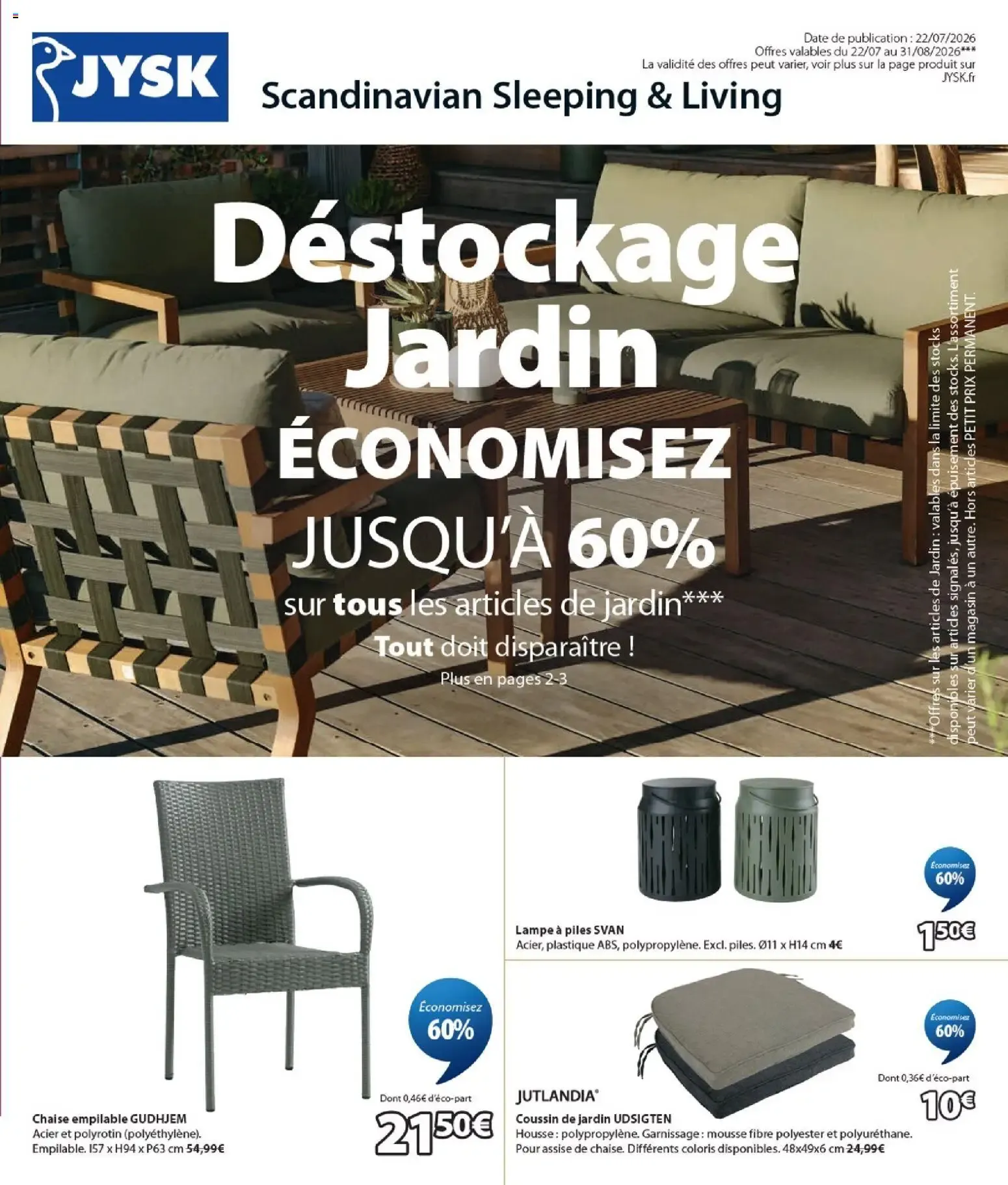Jysk catalogue à partir du 22/07/2026 - promo en ligne du 22 juillet au 31 août 2026 - Catalogue page 1