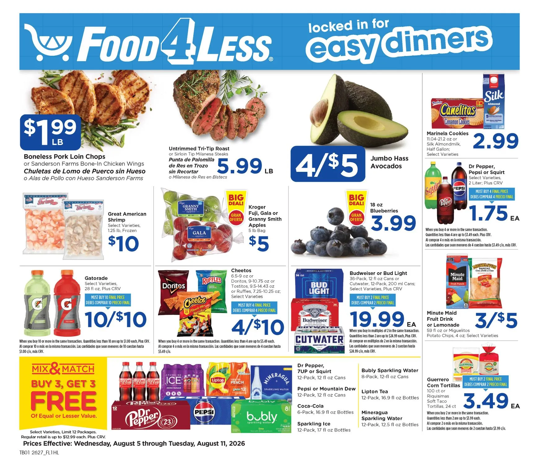 Weekly ad Current Food 4 Less leaflet valid from Wednesday 08/05/2026 to Tuesday 08/11/2026 from August 5 to August 11 2026 - Page 1