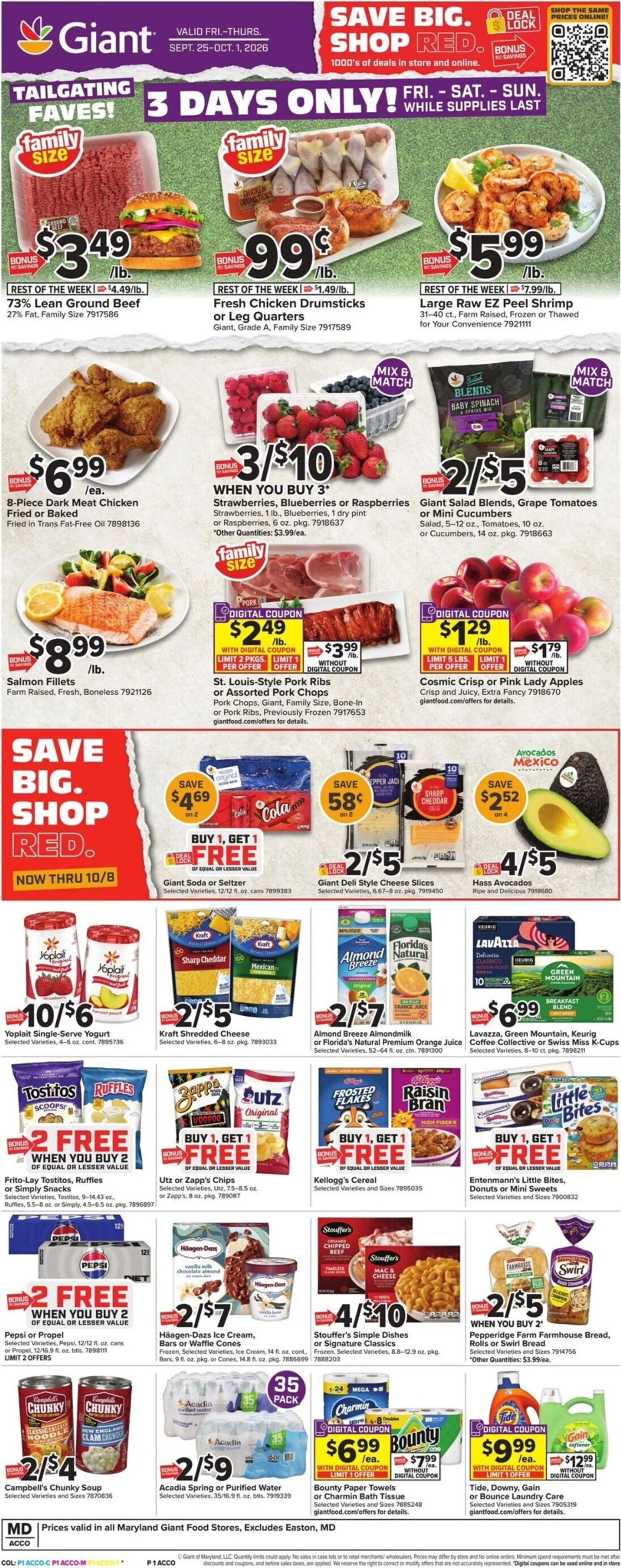 Weekly ad Current Giant leaflet valid from Friday 09/25/2026 to Thursday 10/01/2026 from September 25 to October 1 2026 - Page 1