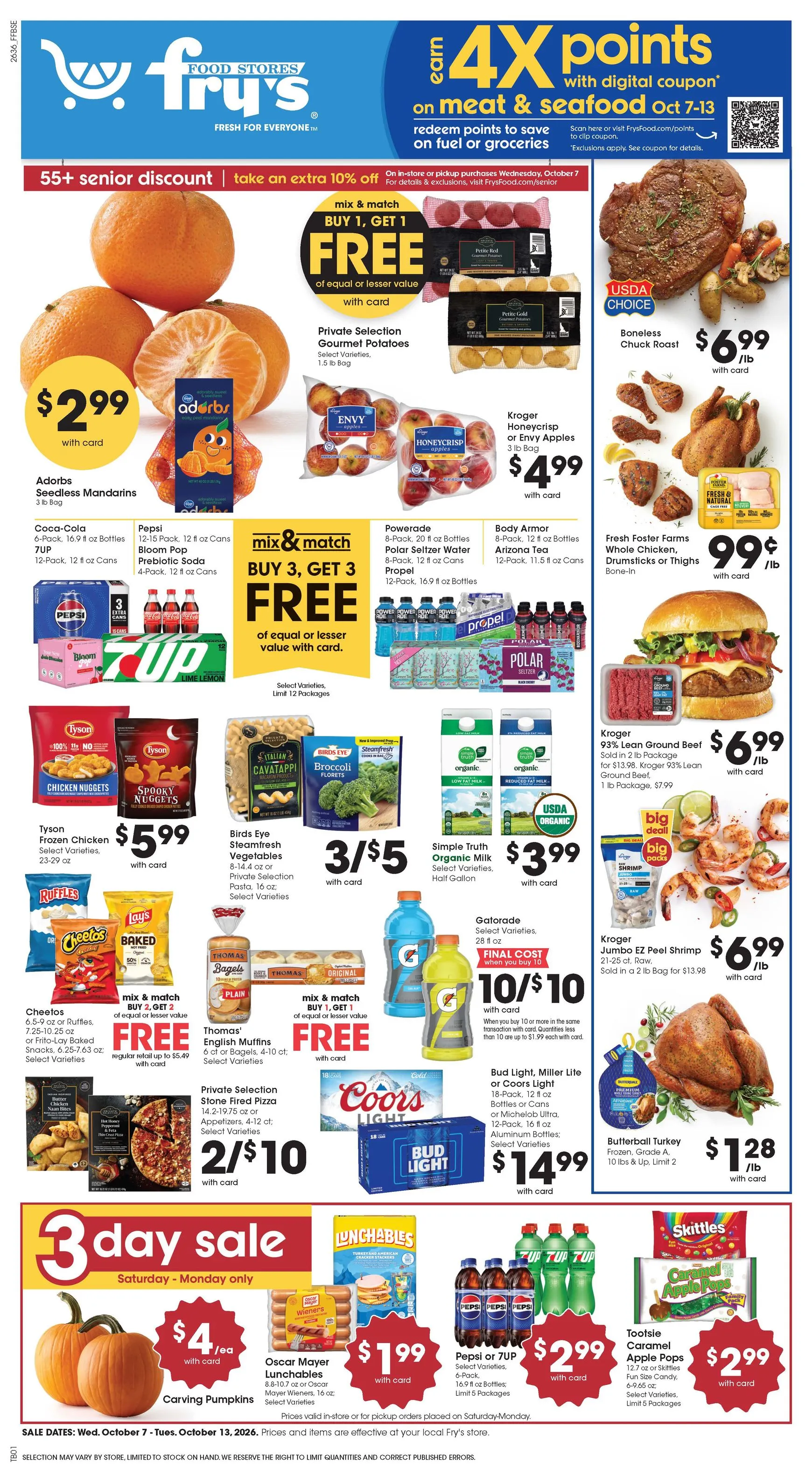 Current Fry's Food Stores leaflet valid from Wednesday 10/07/2026 to Tuesday 10/13/2026