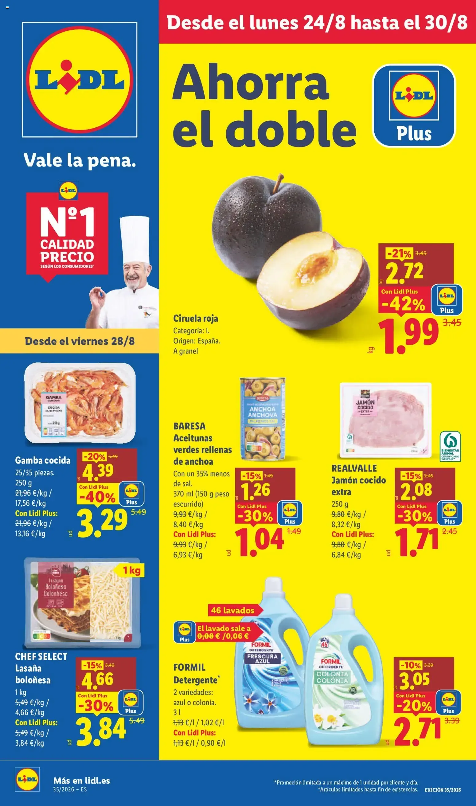 Catálogo de Lidl: Ahorra el doble - Ofertas 24 de agosto al 30 de agosto 2026 - Página 1