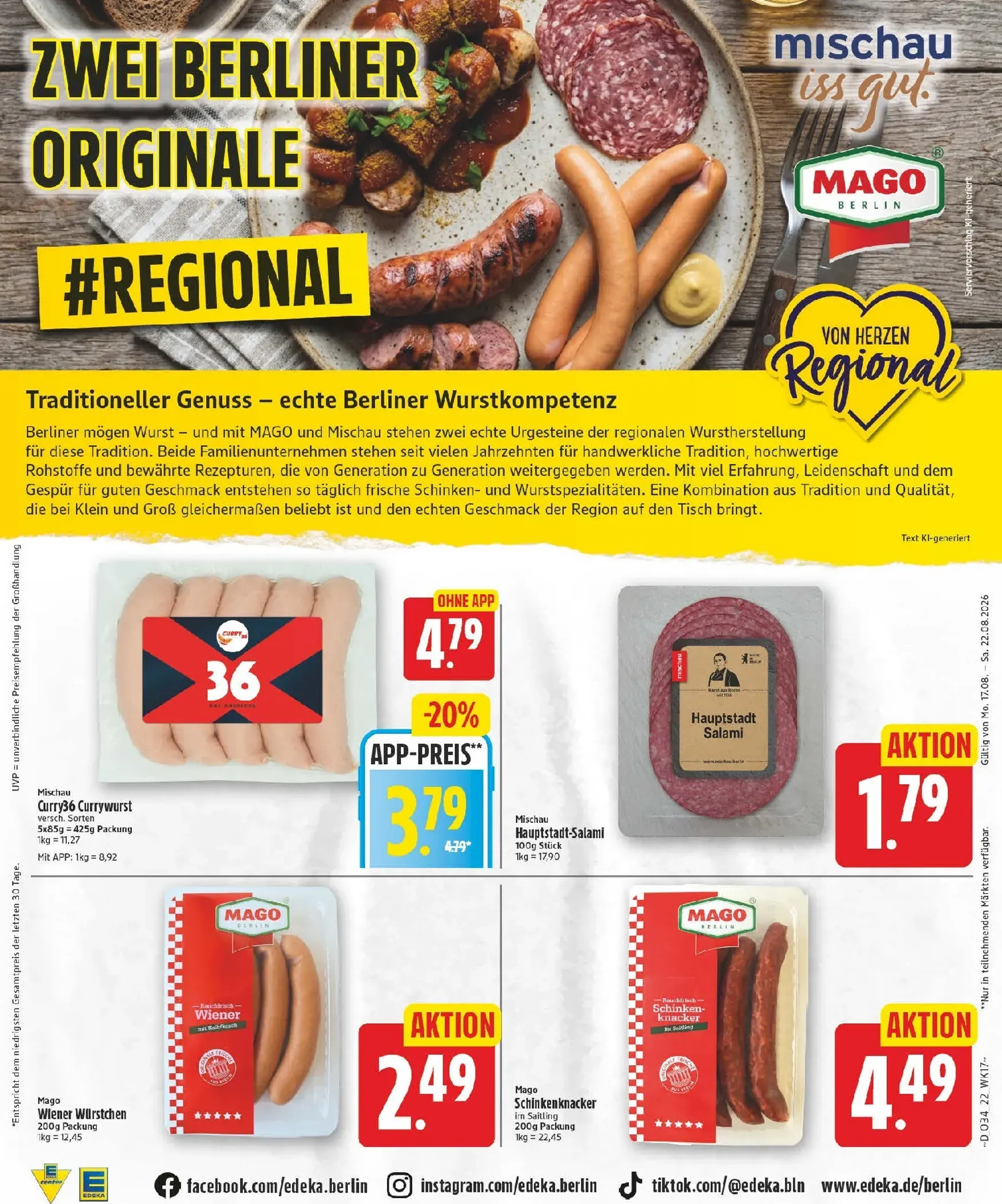 Edeka Prospekt nächste Woche – von Montag 17.08.2026 bis Samstag 22.08.2026 von 17. August bis 22. August 2026 - Prospekt seite 22