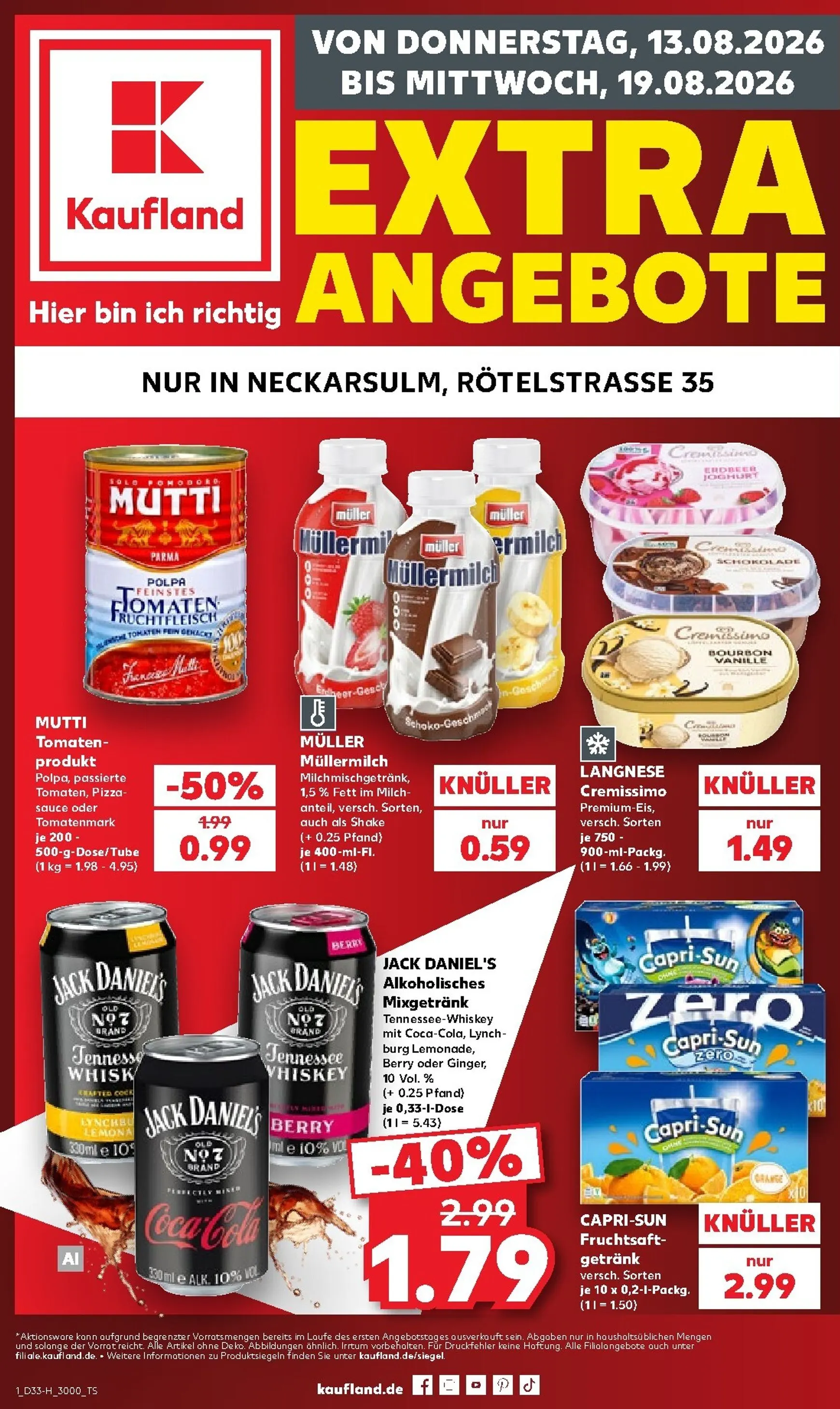 Kaufland - Neckarsulm Prospekt nächste Woche – von Donnerstag 13.08.2026 bis Mittwoch 19.08.2026 von 13. August bis 19. August 2026 - Prospekt seite 1