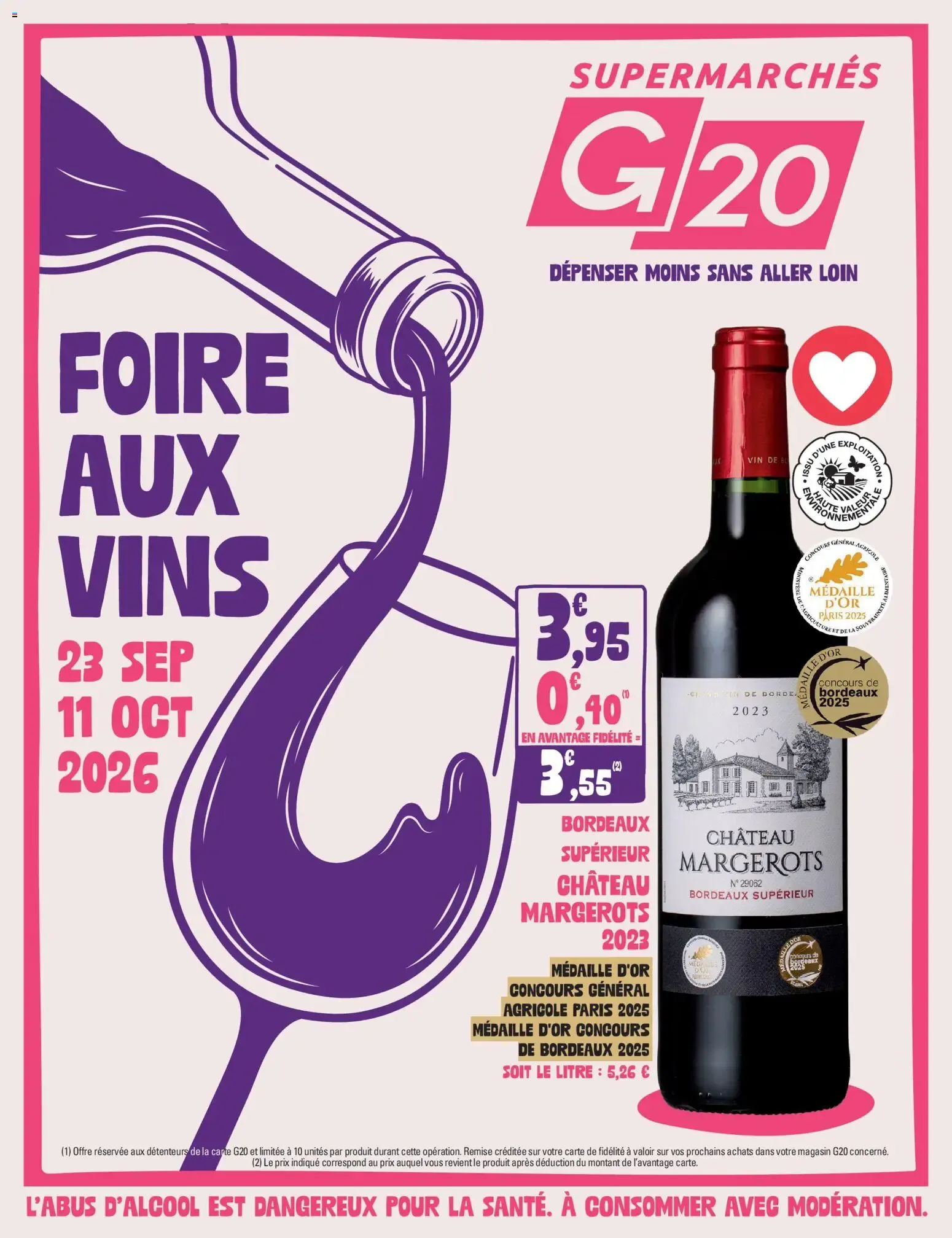 Foire aux Vins Supermarchés G20 du 23 septembre au 11 octobre 2026 - Catalogue page 1