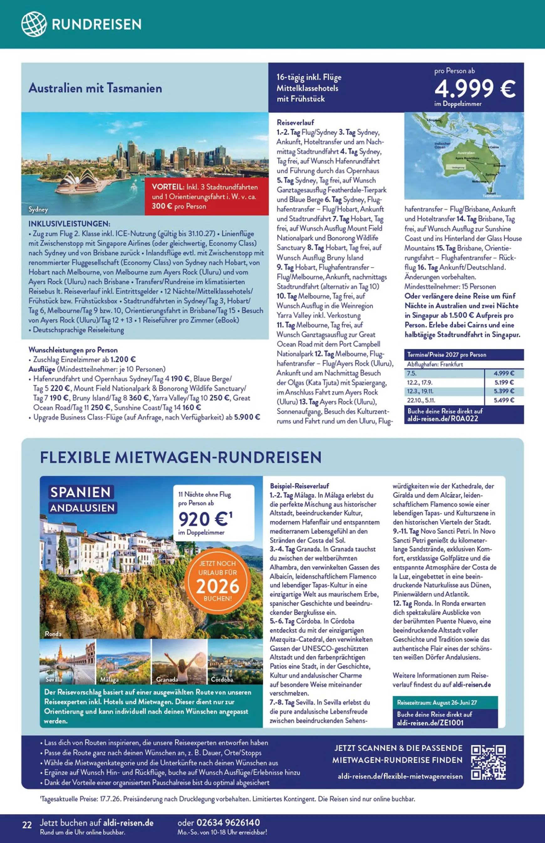 ALDI REISEN - Die Welt Entdecken! (Ausgabe August) von 3. August bis 31. August 2026 - Prospekt seite 22