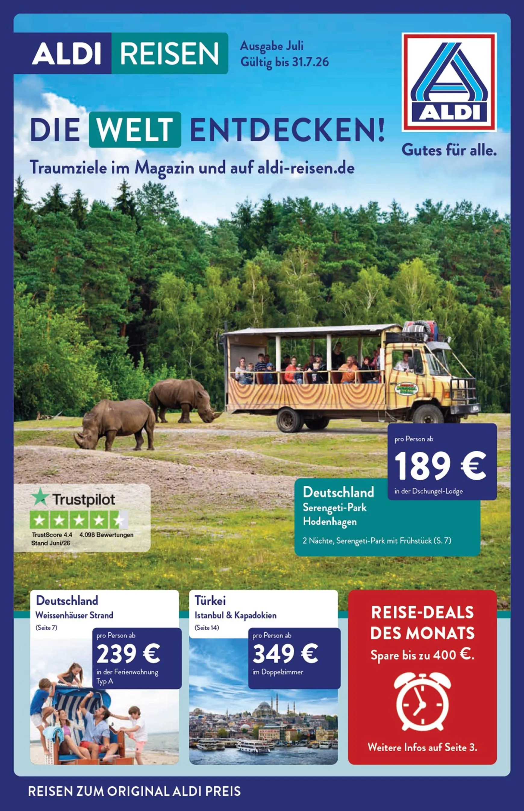 ALDI REISEN - Die Welt Entdecken! von 1. Juli bis 31. Juli 2026 - Prospekt seite 1