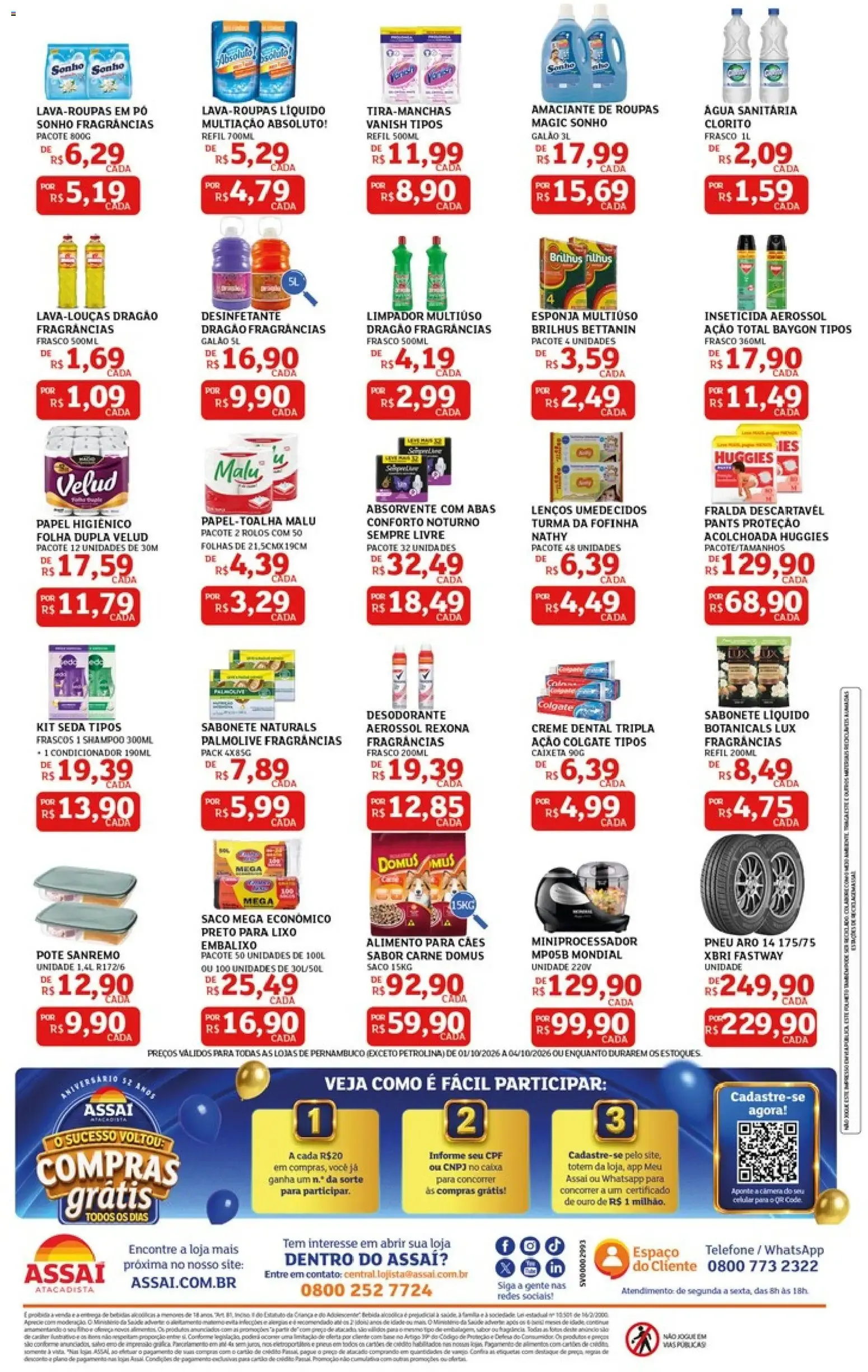 Encarte de Assaí Atacadista Aniversário 52 Anos: Compras Grátis y 15 Millones en Premios 1 de outubro até 4 de outubro 2026 - Pagina 4