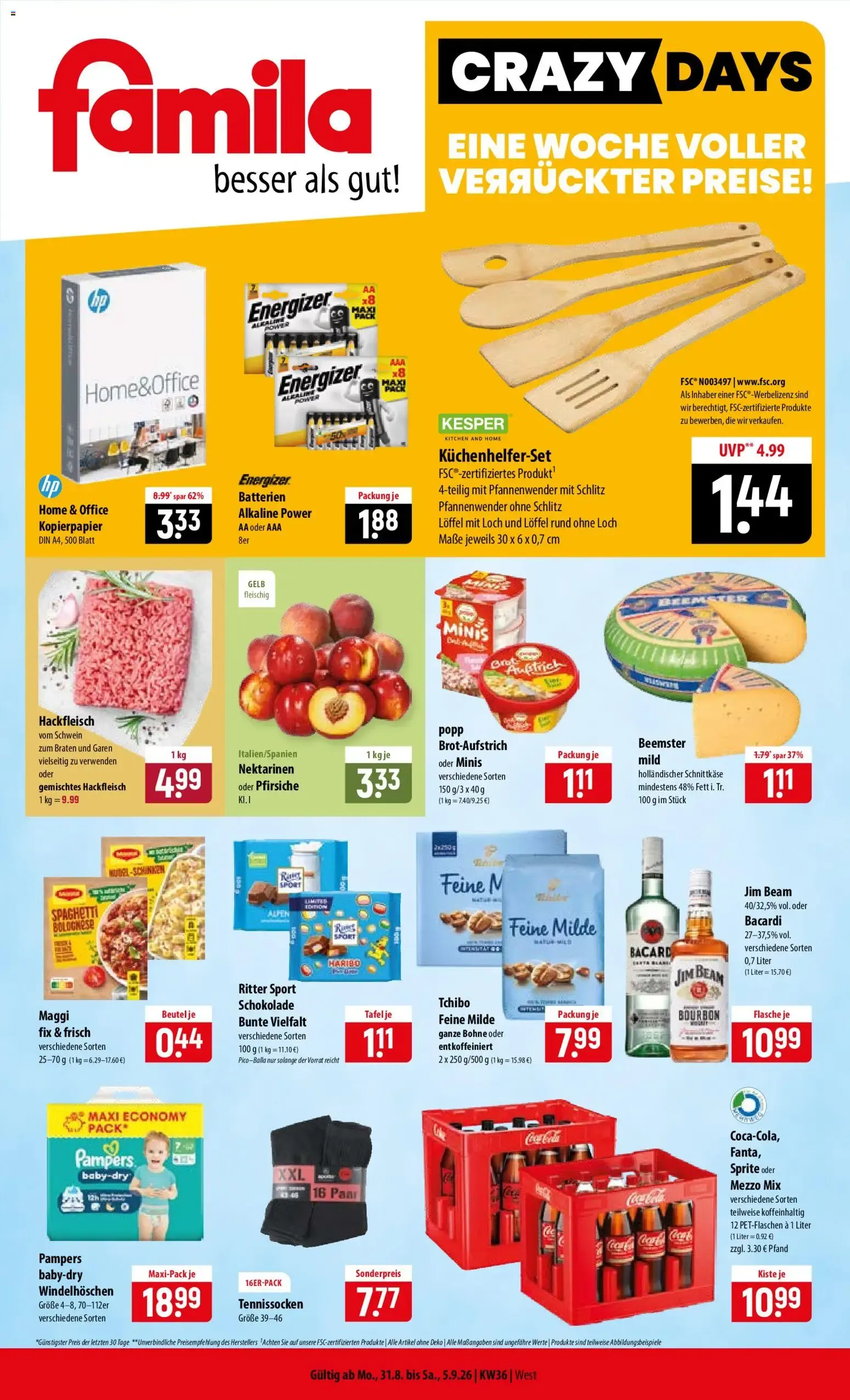 Famila Prospekt: Crazy Days von 31. August bis 5. September 2026 - Prospekt seite 1