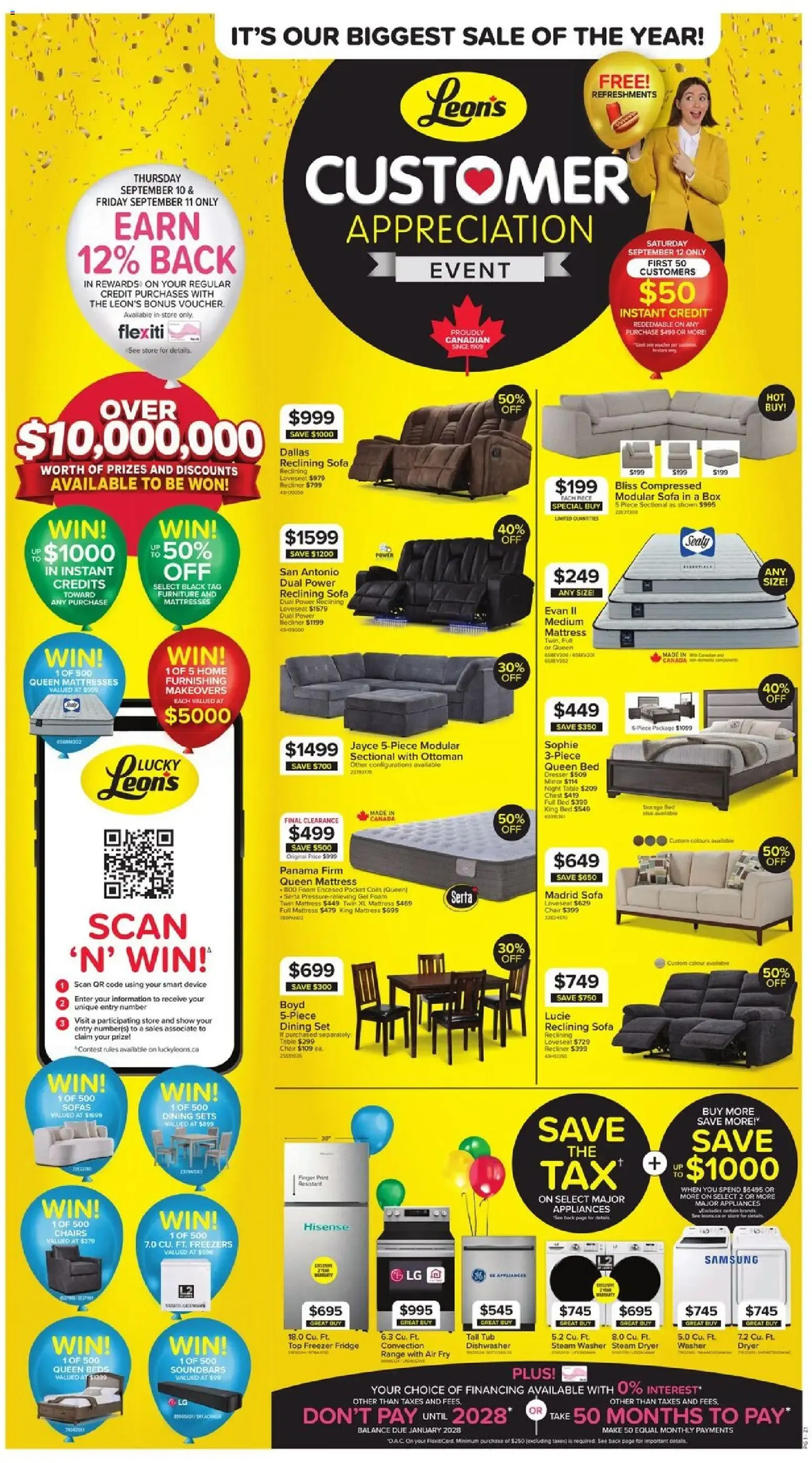 Leon's Customer Appreciation Event from September 10 to September 16 2026 - flyer page 1