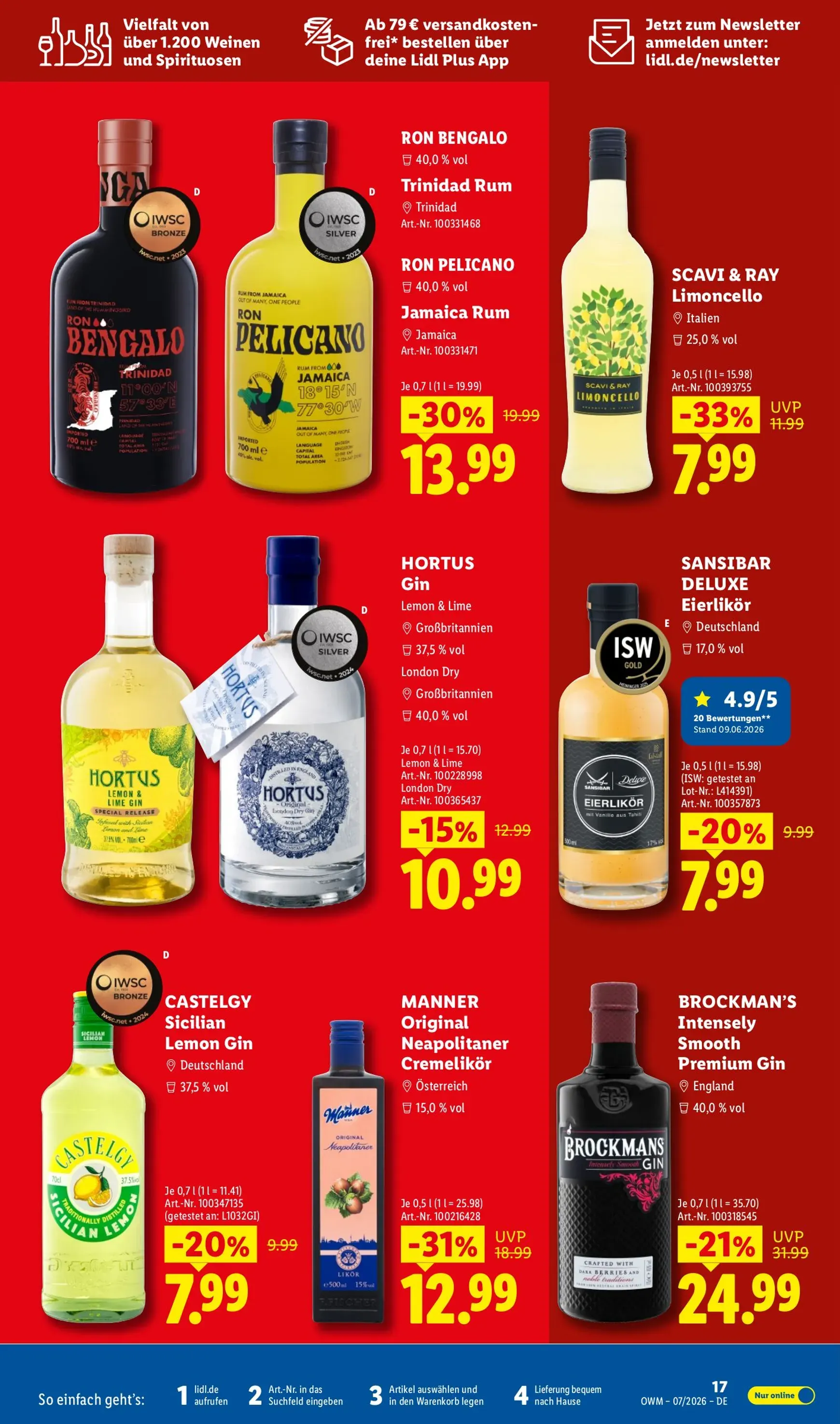 Lidl - Wein & Spirituosen Prospekt – von Mittwoch 01.07.2026 bis Freitag 31.07.2026 von 1. Juli bis 31. Juli 2026 - Prospekt seite 17