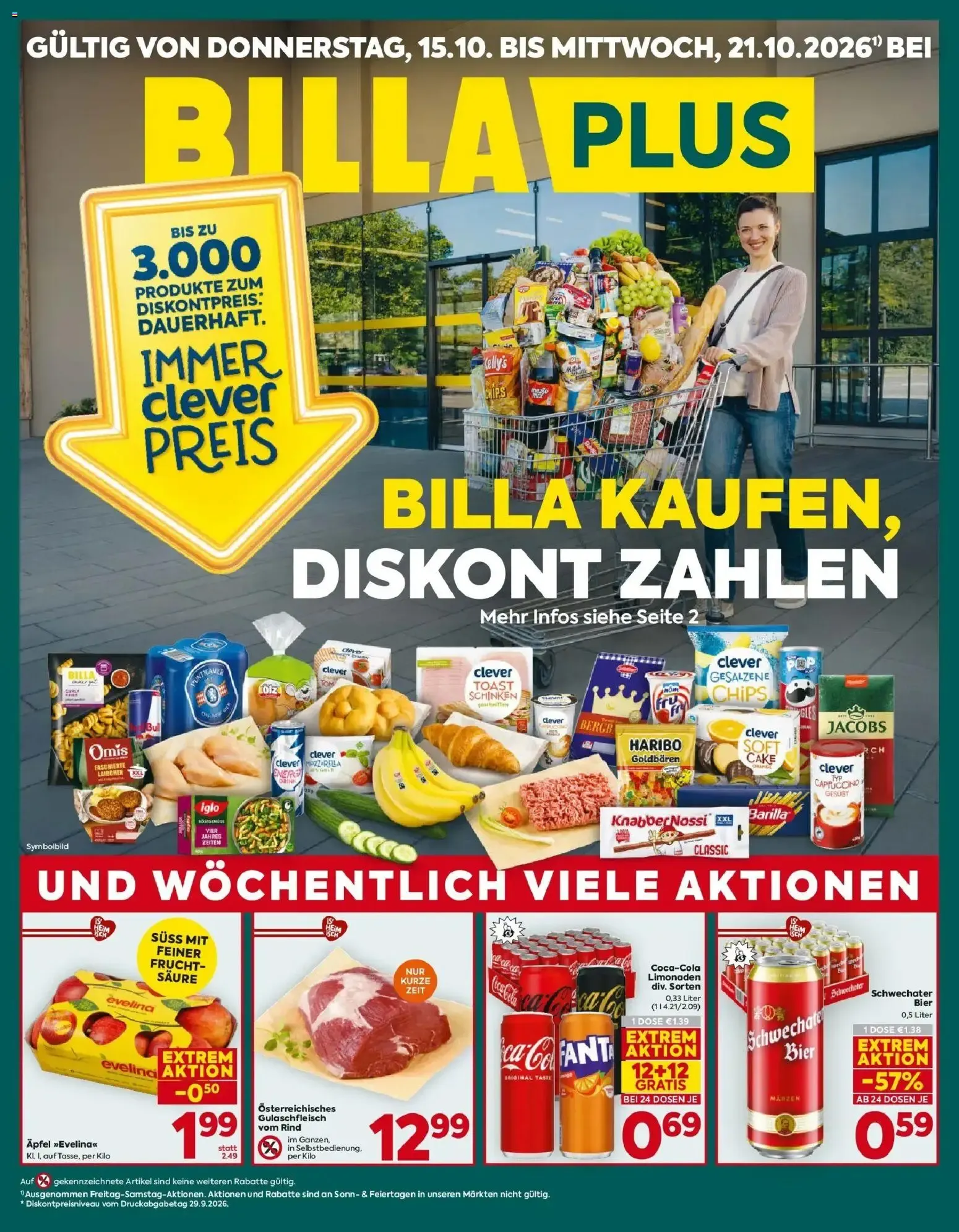 Billa Plus Flugblatt - Wien-Wien von 15.10.2026 - Aktuelle Angebote von 15. Oktober bis 21. Oktober 2026 - Flugblätt seite  1