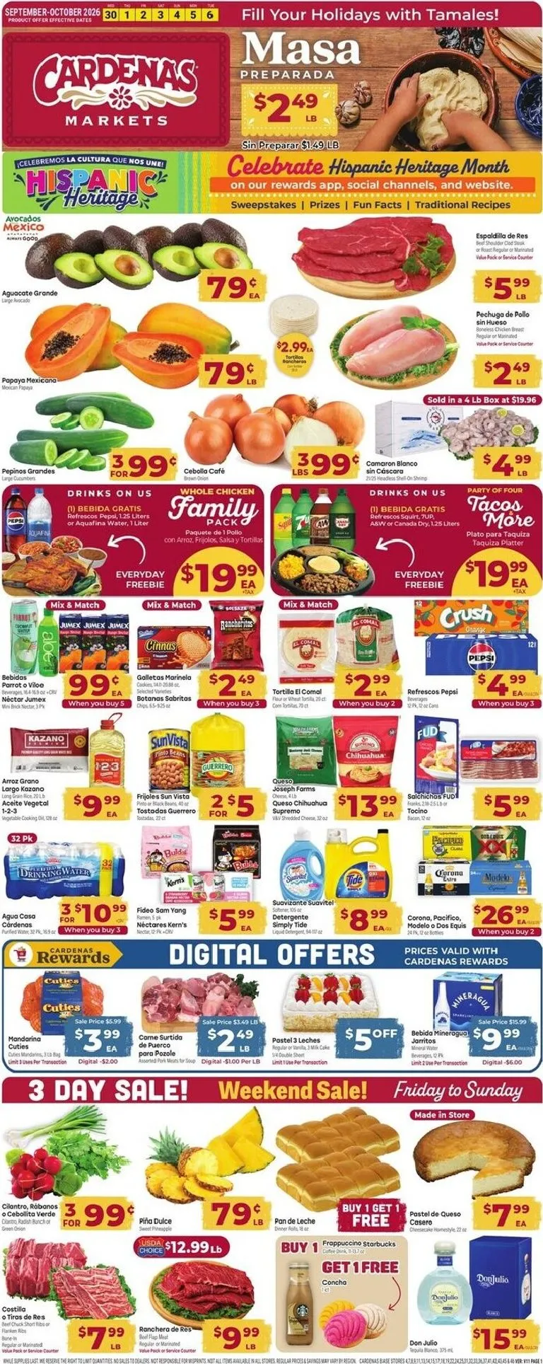 Current Cardenas Markets leaflet valid from Wednesday 09/30/2026 to Tuesday 10/06/2026