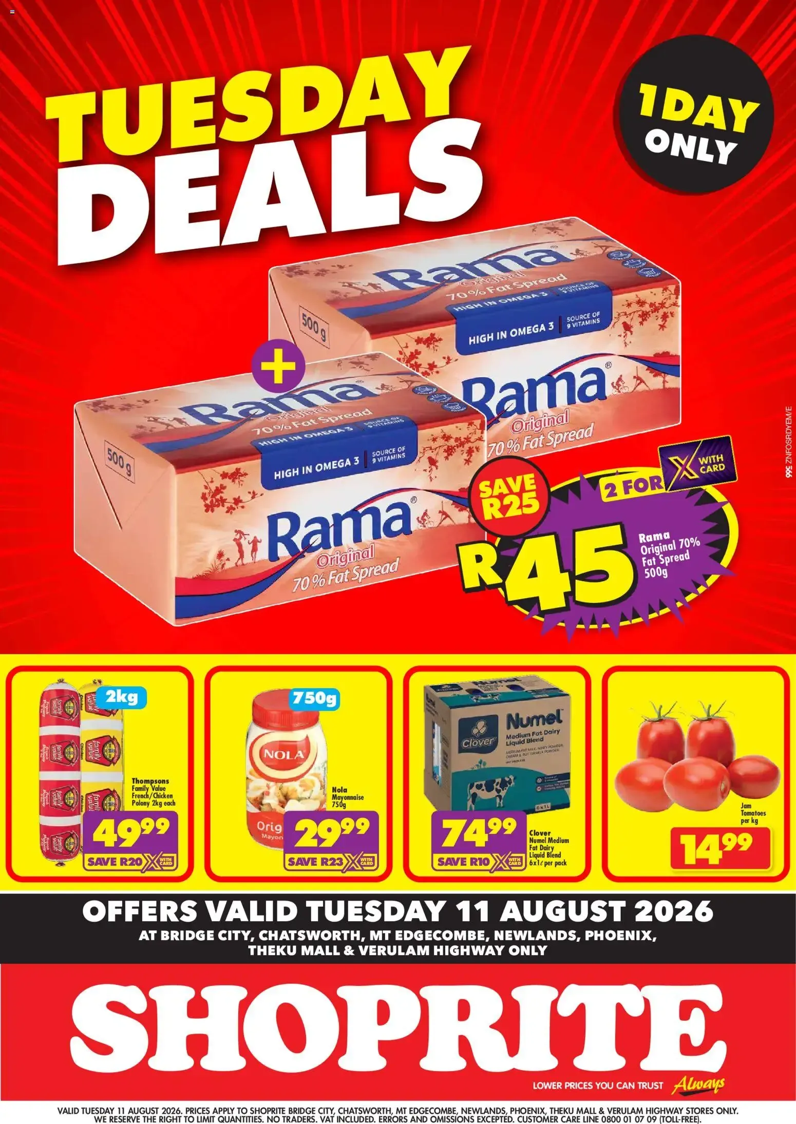 Shoprite Tuesday Deals (11/08/2026 - 11/08/2026) → Online Catalogue from 11 August to 11 August 2026 - Catalogue Page 1
