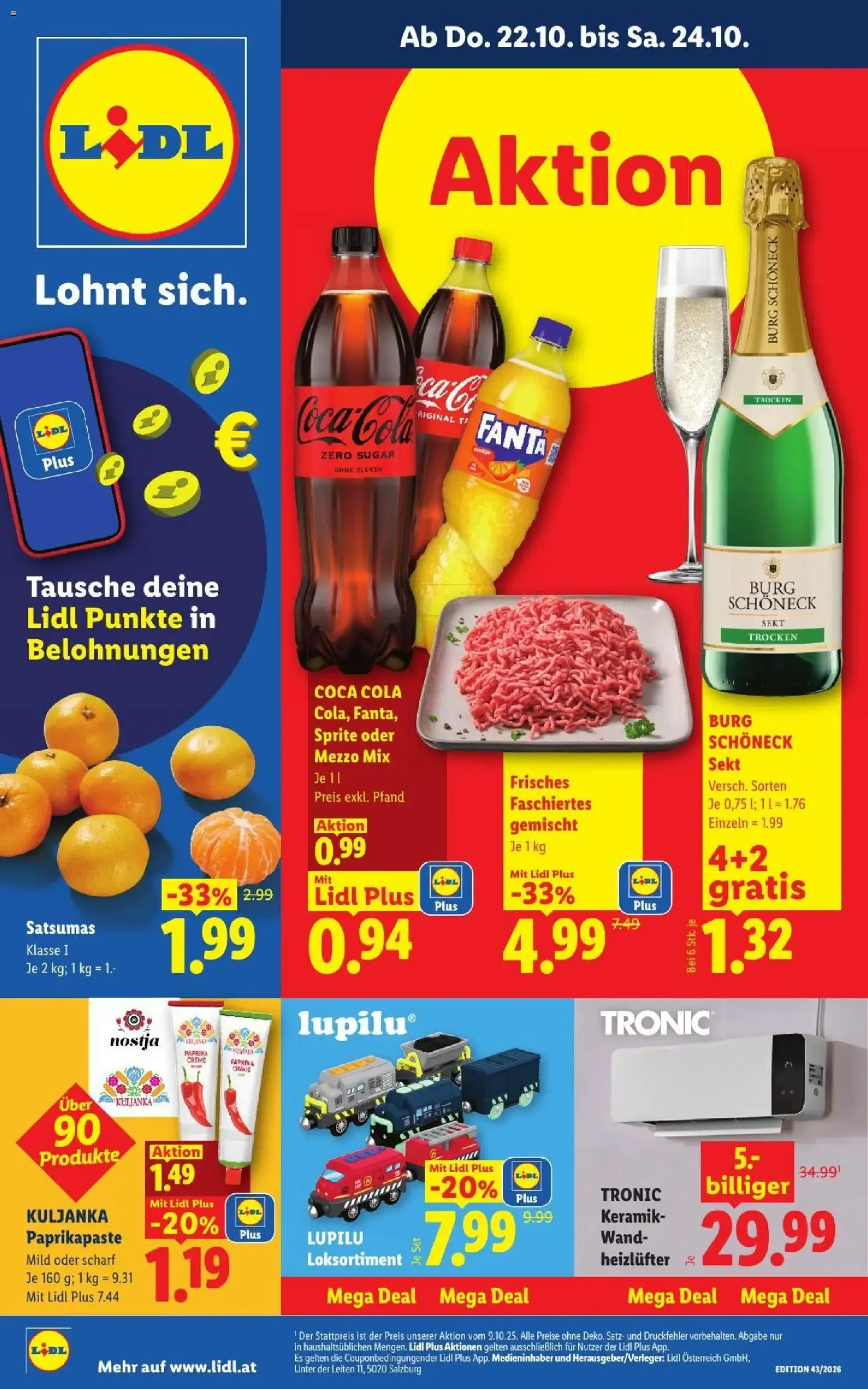 Lidl Flugblatt ab 22.10.2026 - Angebote ab donnerstag von 22. Oktober bis 24. Oktober 2026 - Flugblätt seite  1