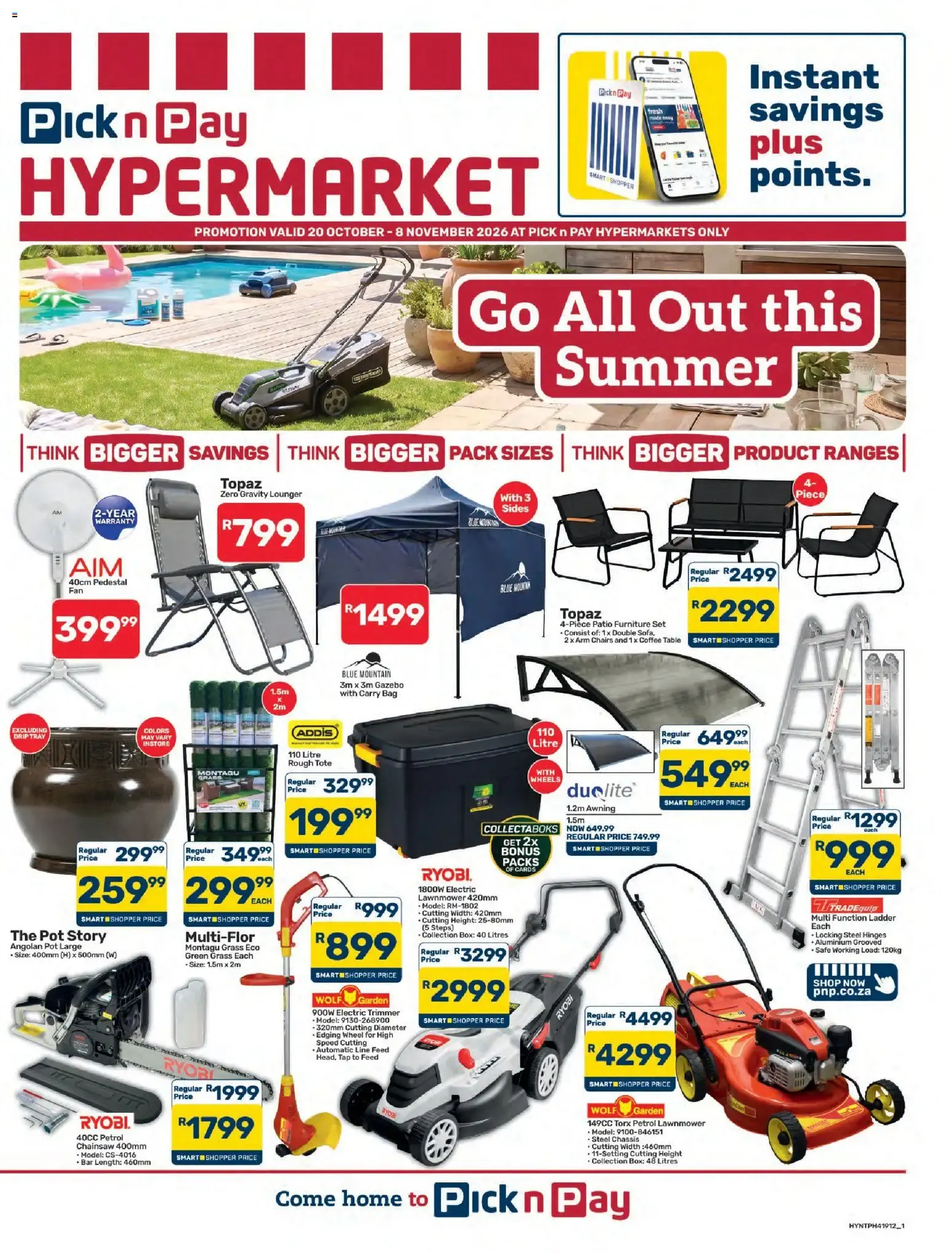Pick n Pay Hypermarket Summer Specials (20/10/2026 - 08/11/2026) Online from 20 October to 8 November 2026 - Catalogue Page 1