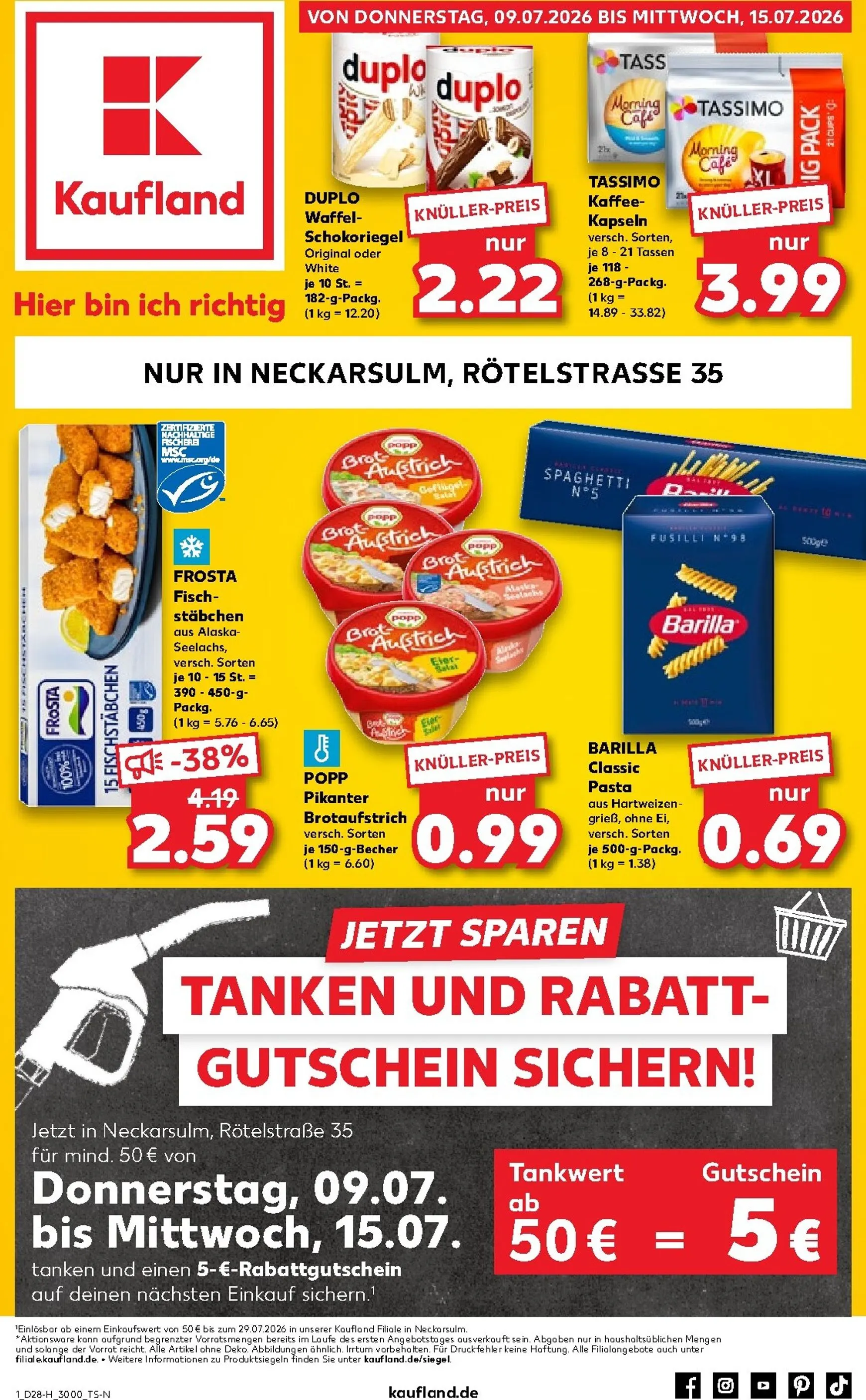 Kaufland - Neckarsulm Prospekt nächste Woche – von Donnerstag 09.07.2026 bis Mittwoch 15.07.2026 von 9. Juli bis 15. Juli 2026 - Prospekt seite 1
