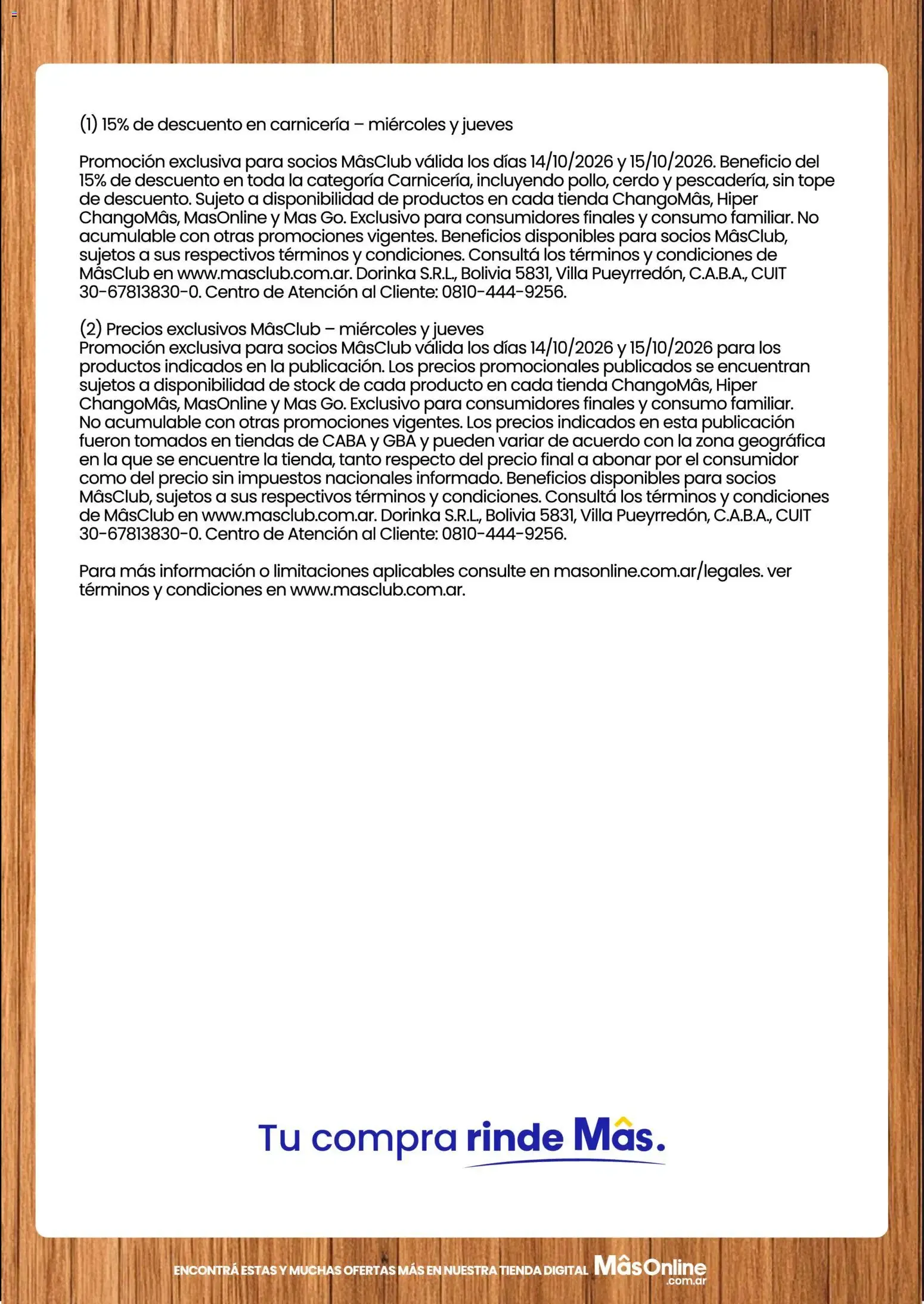 Ofertas de Changomas - 15 % En toda la Carnicería || del 14/10/2026 - 15/10/2026 || Catálogo 14 de octubre al 15 de octubre 2026 - Página 3 del catálogo