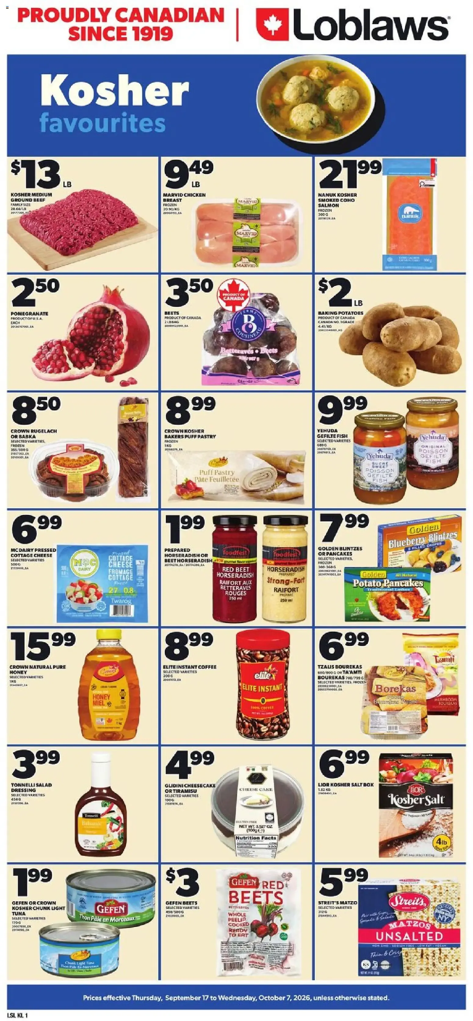 Loblaws flyer - Kosher favourites from September 17 to October 7 2026 - flyer page 1