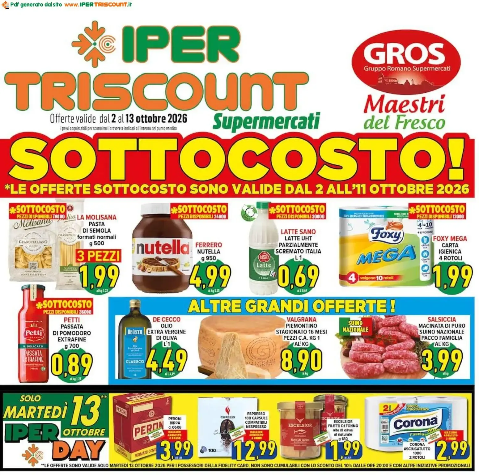 Iper Triscount Supermercati: ¡SOTTOCOSTO! da 2 ottobre a 13 ottobre di 2026 - Pagina del volantino 1