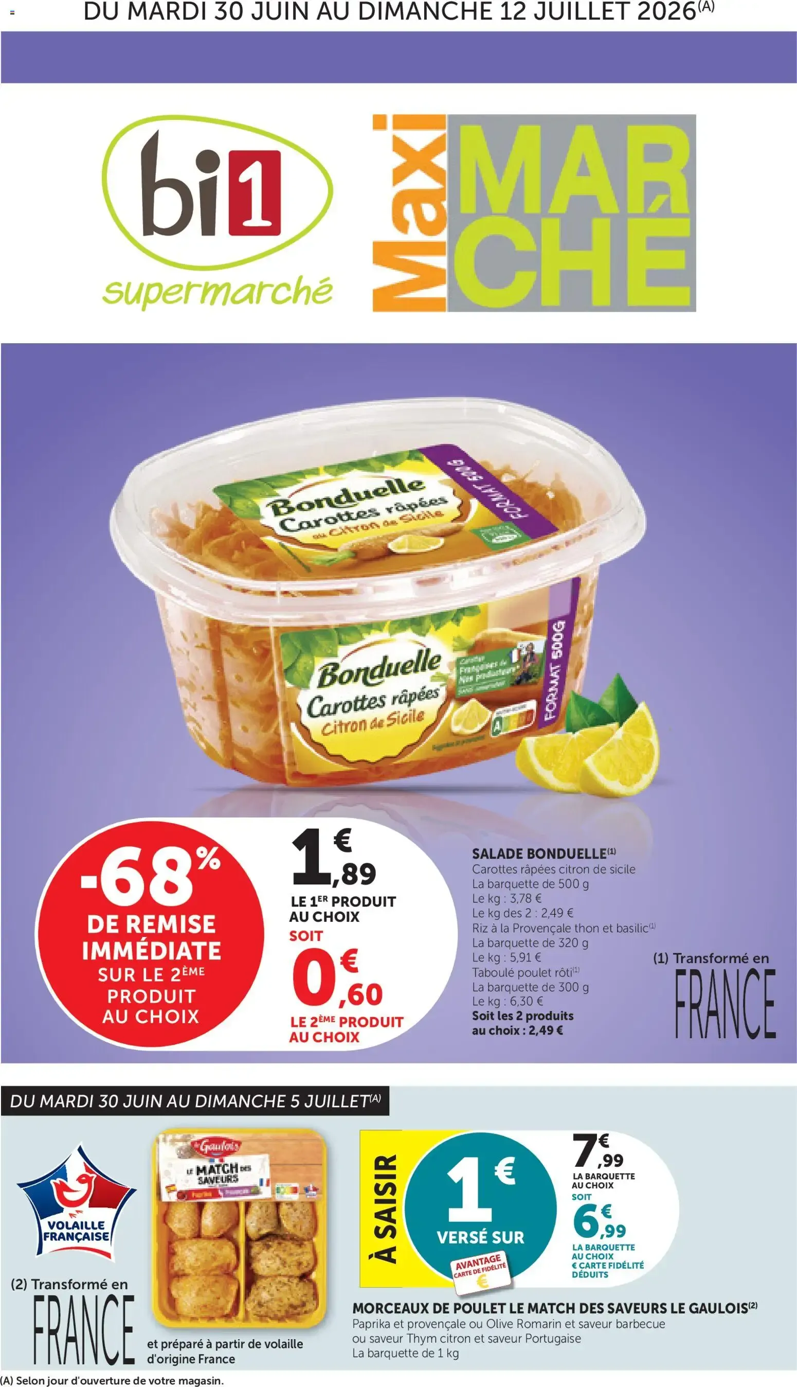 bi1 Catalogue maxi marché à partir du 30/06/2026 - promo en ligne du 30 juin au 12 juillet 2026 - Catalogue page 1