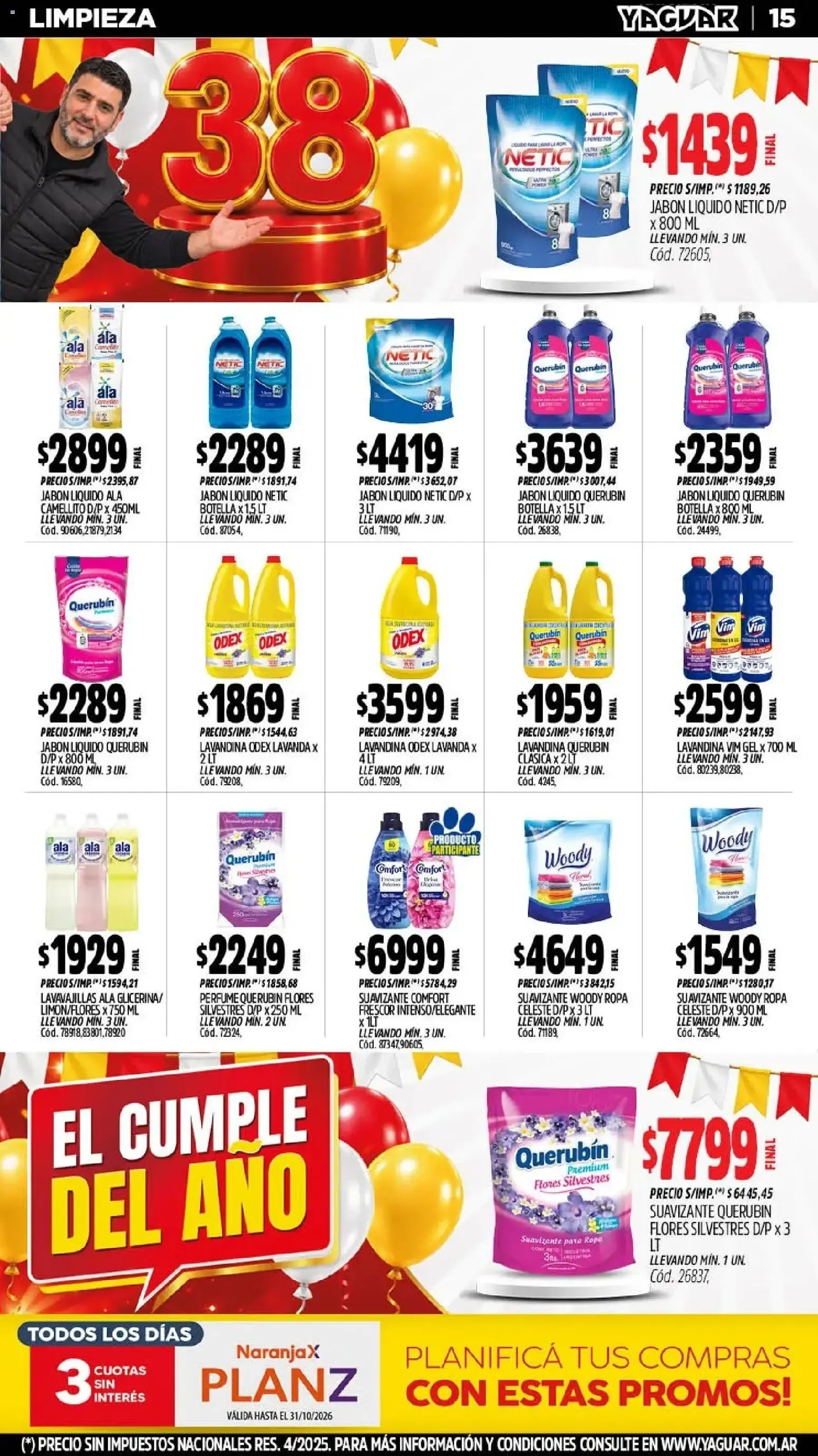 Ofertas de El Cumple del Año 38 - Mayorista Yaguar 19 de octubre al 25 de octubre 2026 - Página 18 del catálogo