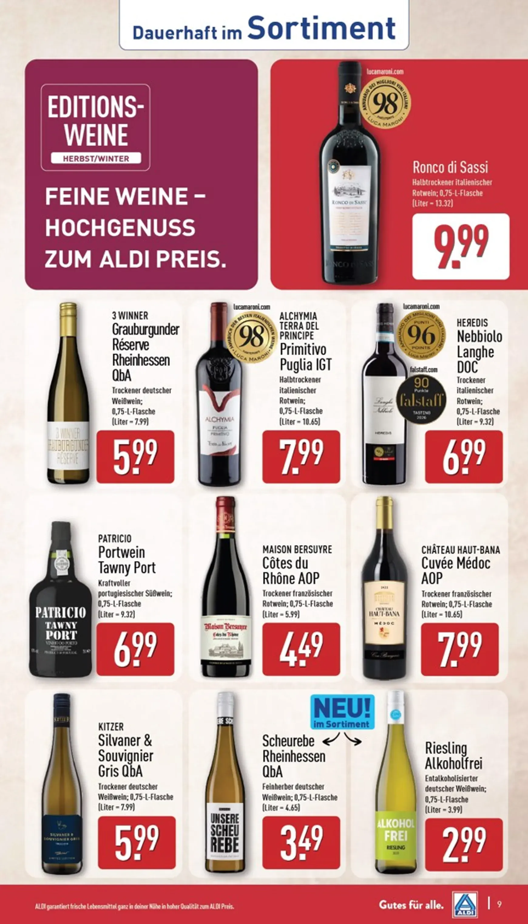 ALDI: Gutes für alle. Zum ALDI Preis. von 19. Oktober bis 24. Oktober 2026 - Prospekt seite 9