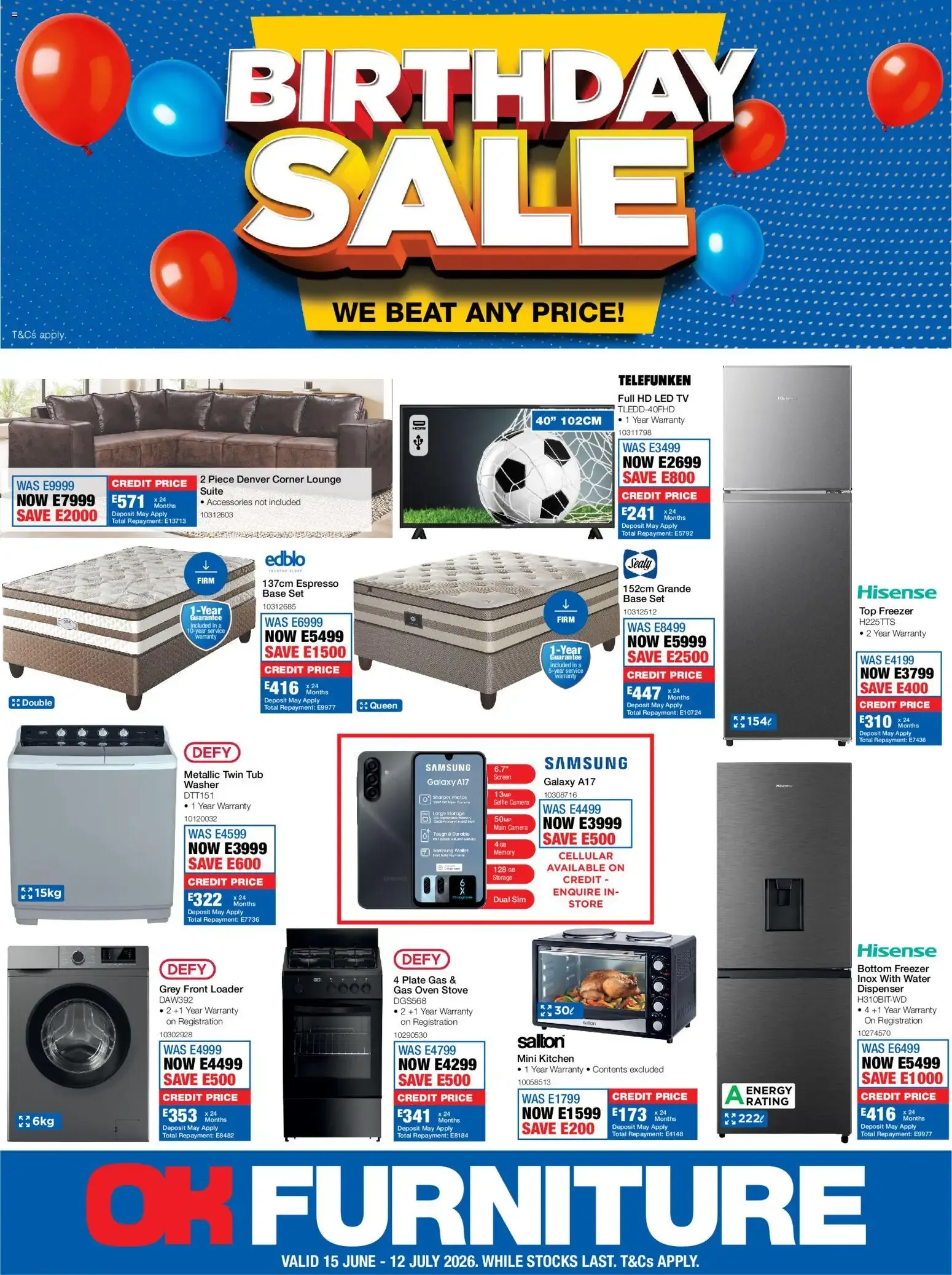 OK Furniture Birthday Sale from 15 June to 12 July 2026 - Catalogue Page 1