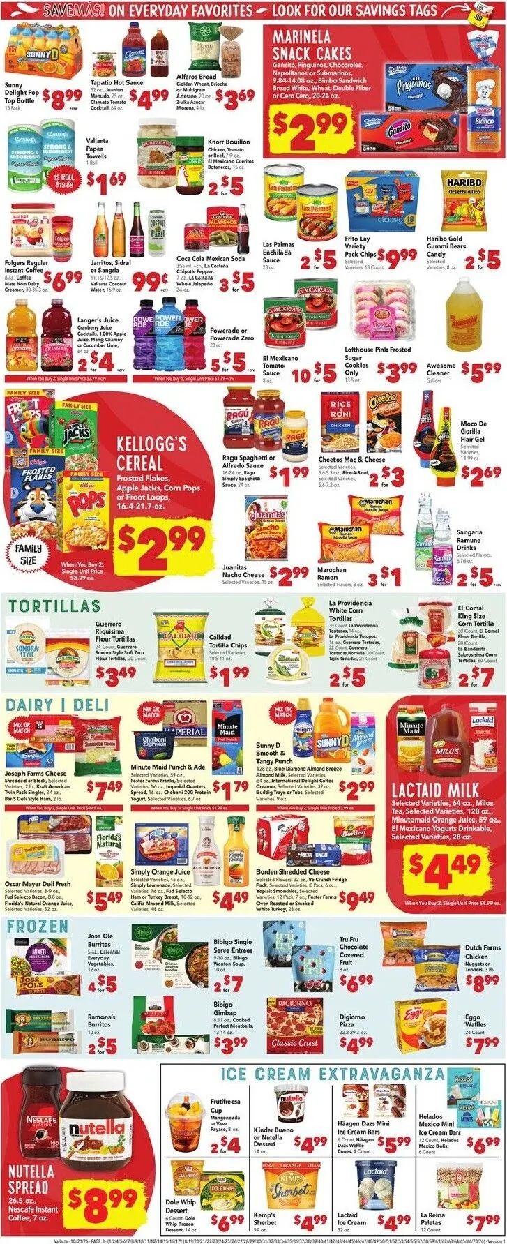 Weekly promotion Current Vallarta leaflet valid from Wednesday 10/21/2026 to Tuesday 10/27/2026 spanning from October 21 to October 27 2026 - Page 3 for Catalogue 365