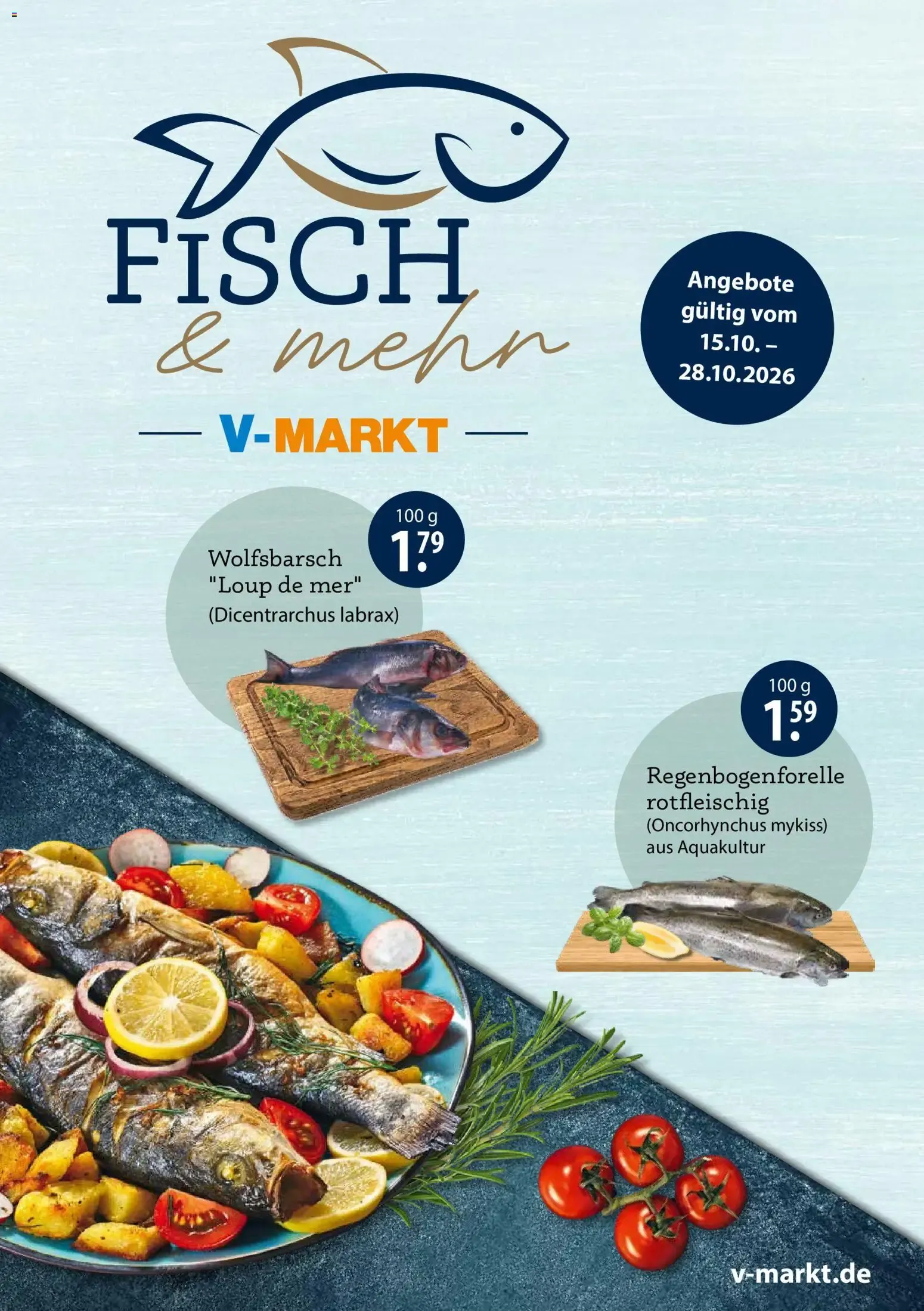 Angebote V-Markt Fischangebote München (ab 15.10.2026) von 15. Oktober bis 28. Oktober 2026 - Prospekt seite 1