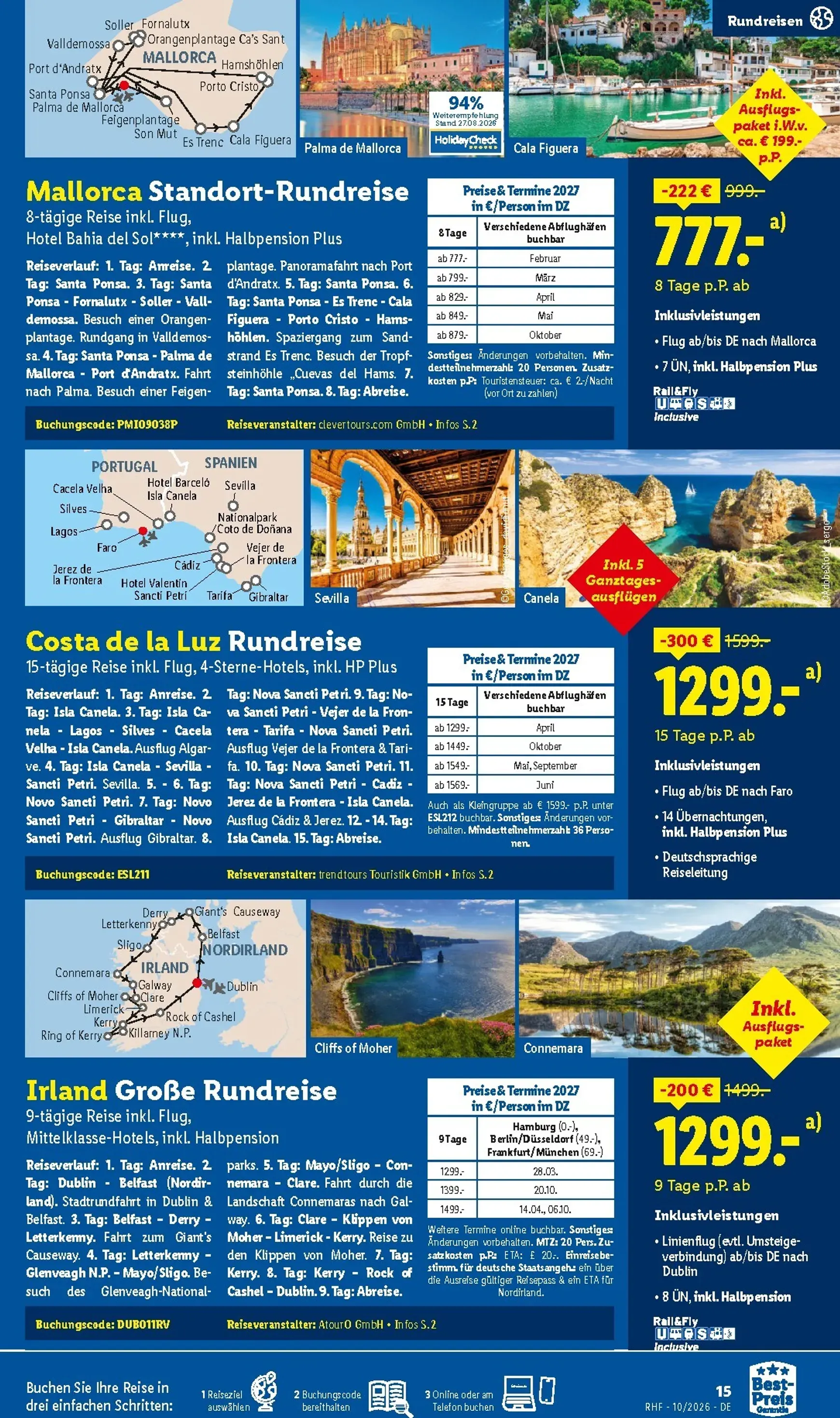 Lidl - Reise-Highlights Prospekt – von Mittwoch 30.09.2026 bis Samstag 31.10.2026 von 30. September bis 31. Oktober 2026 - Prospekt seite 15