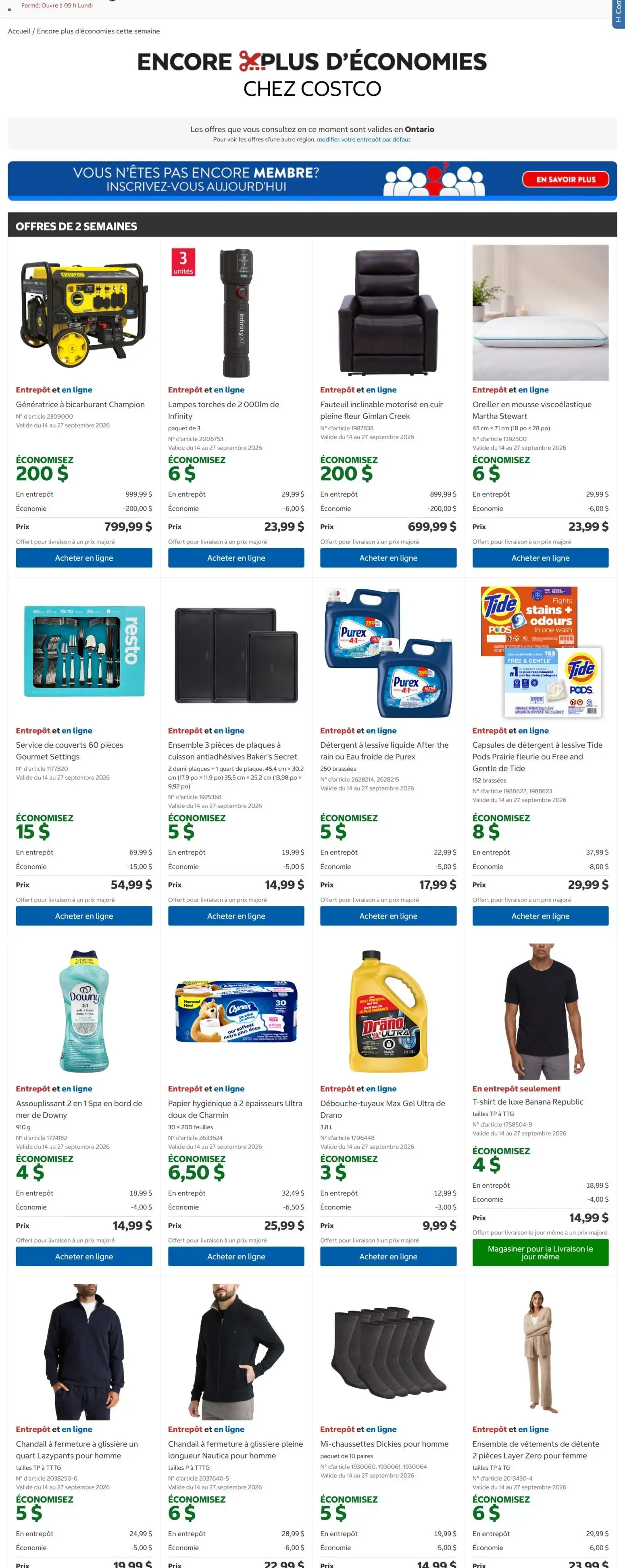 Encore plus d'économies chez Costco - Offres de 2 semaines from September 14 to September 27 2026 - flyer page 1