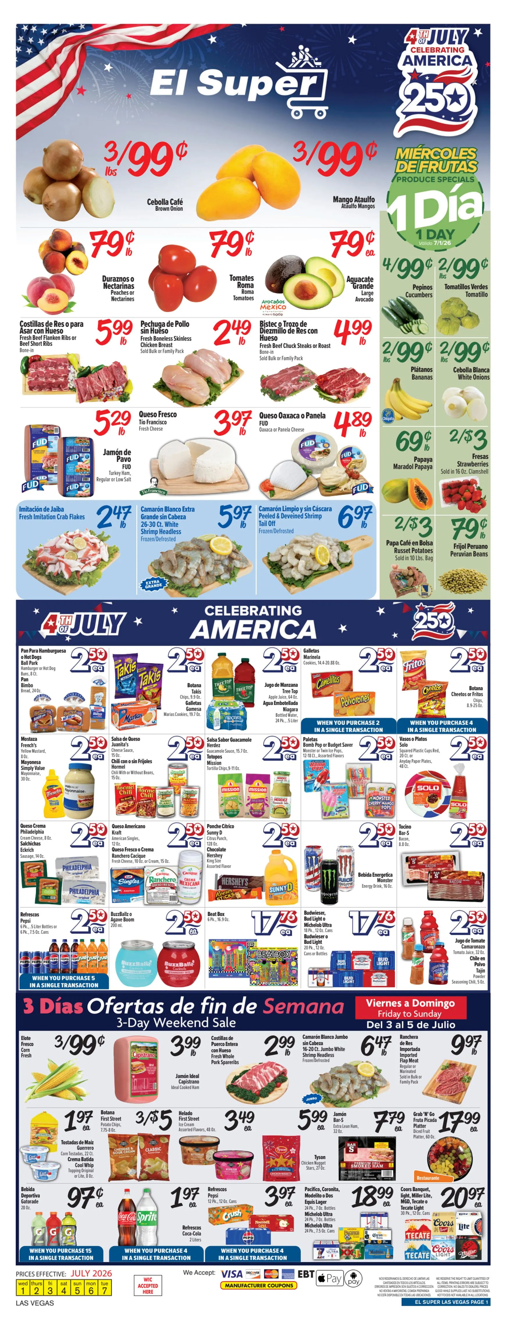 Weekly ad El Super - Ofertas 4 de Julio y Fin de Semana from July 1 to July 7 2026 - Page 1