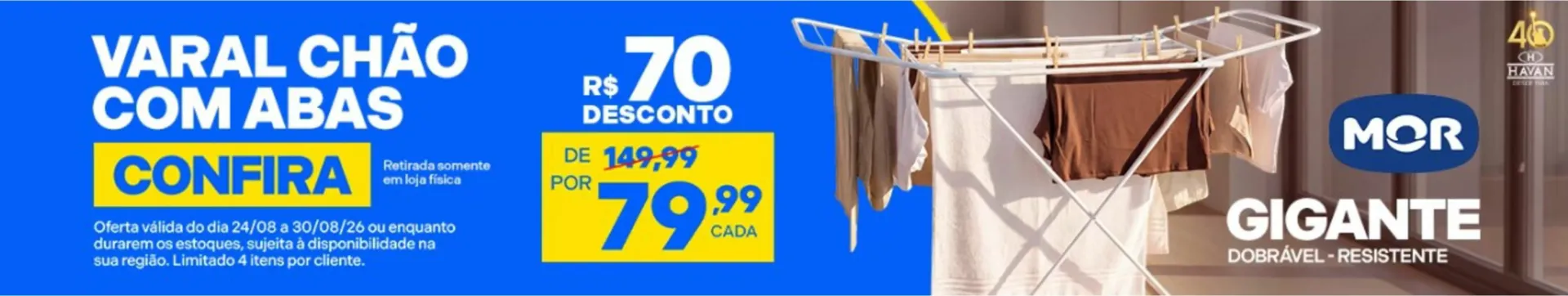 Encarte de Oferta Varal Chão com Abas Havan 24 de agosto até 30 de agosto 2026 - Pagina 1