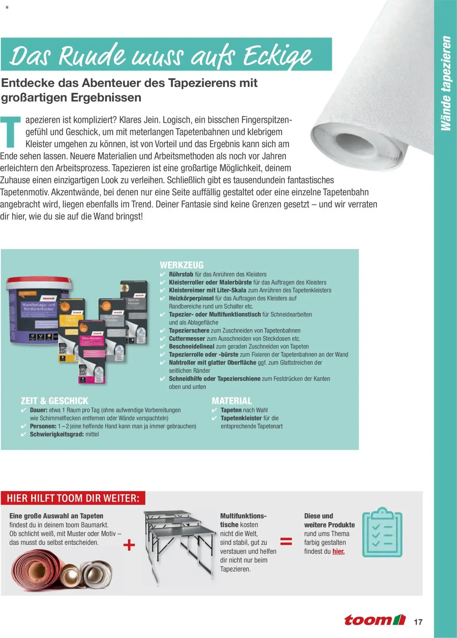 Toom Baumarkt Wände streichen und tapezieren (ab 01.01.2026) zum Blättern von 1. Januar bis 31. Dezember 2026 - Prospekt seite 17