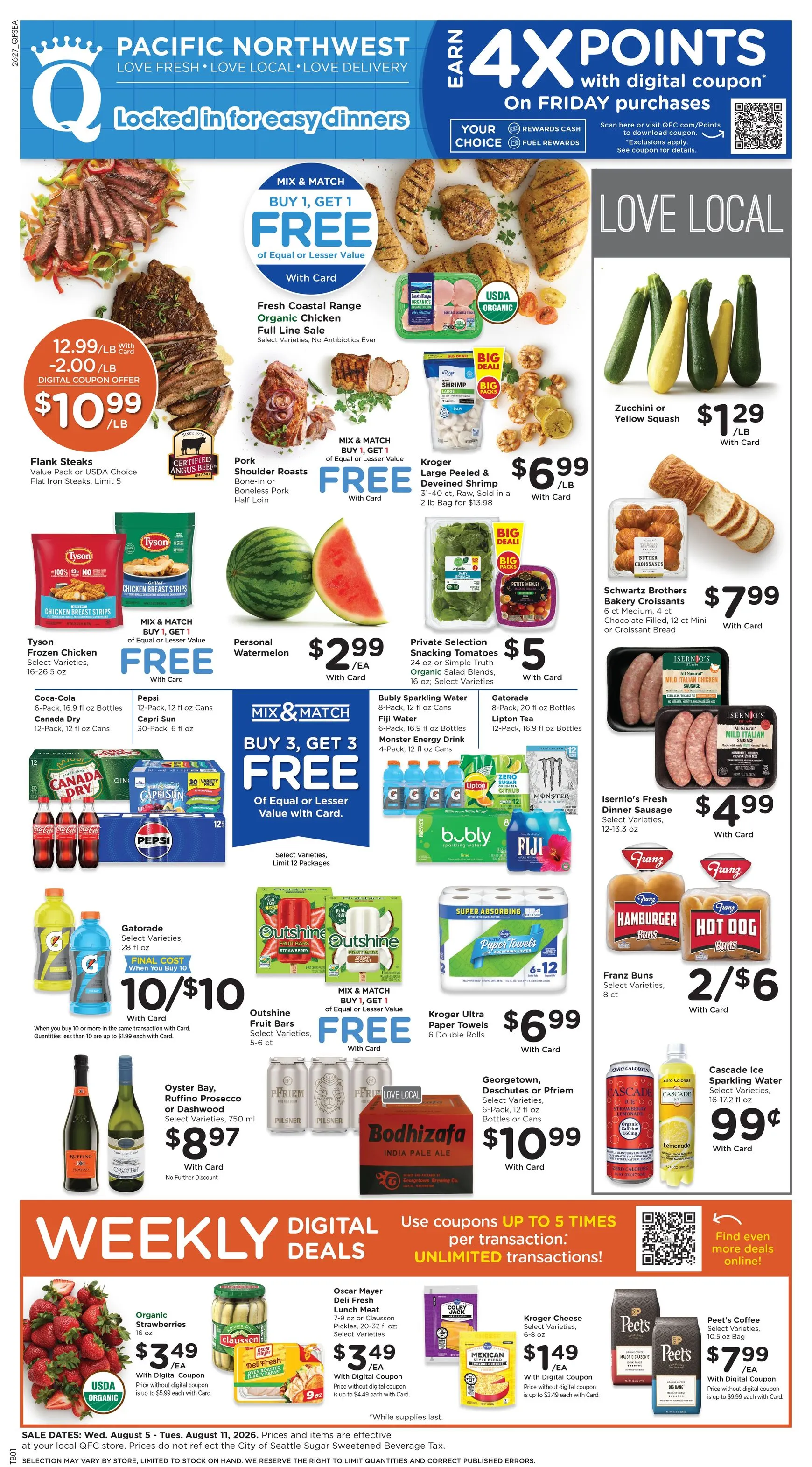 Weekly promotion QFC Pacific Northwest: Ofertas Semanales Digitales spanning from August 5 to August 11 2026 - Page 1 for Catalogue 365