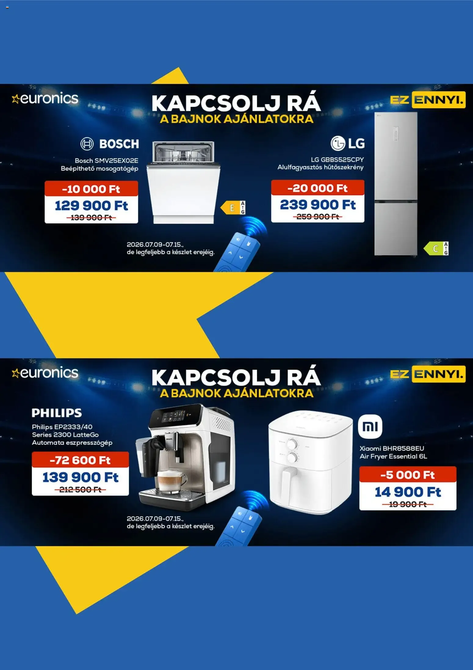 Katalógus Euronics: Kapcsolj rá a bajnok ajánlatokra július 9.-tól július 15.-ig 2026. - Oldal 1