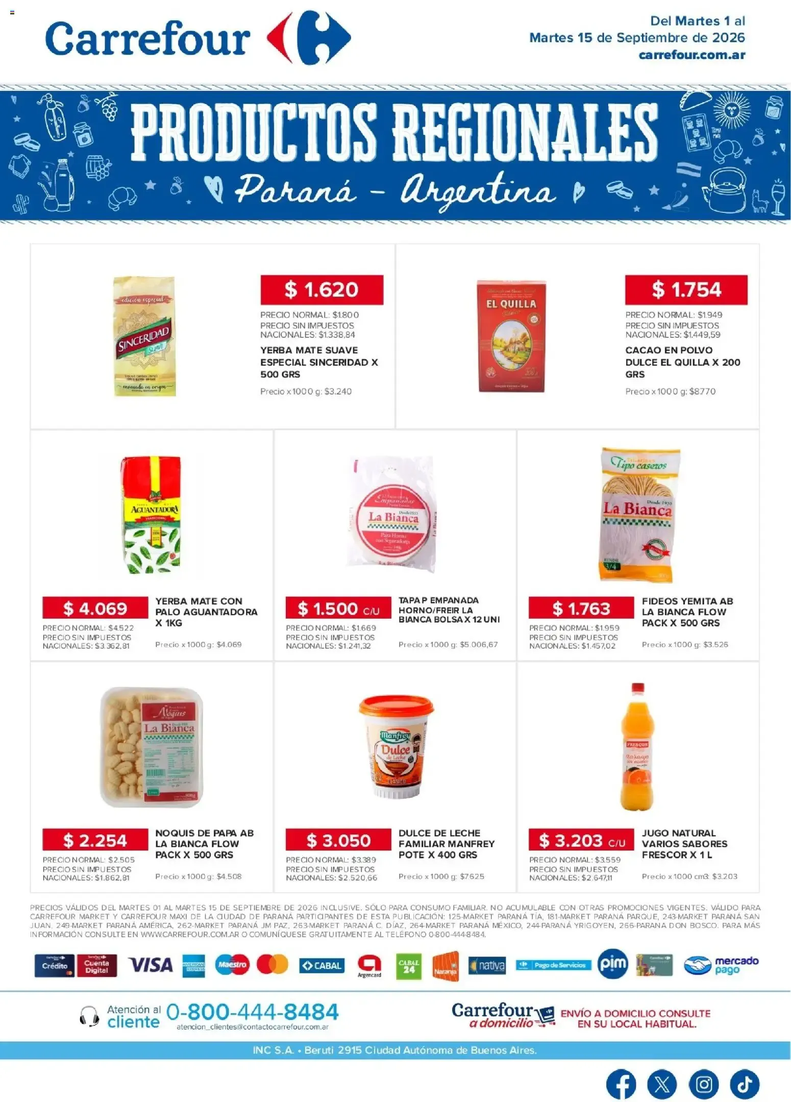 Ofertas de Carrefour - Regionales | Paraná || del 01/09/2026 - 15/09/2026 || Promociones 1 de septiembre al 15 de septiembre 2026 - Página 1 del catálogo