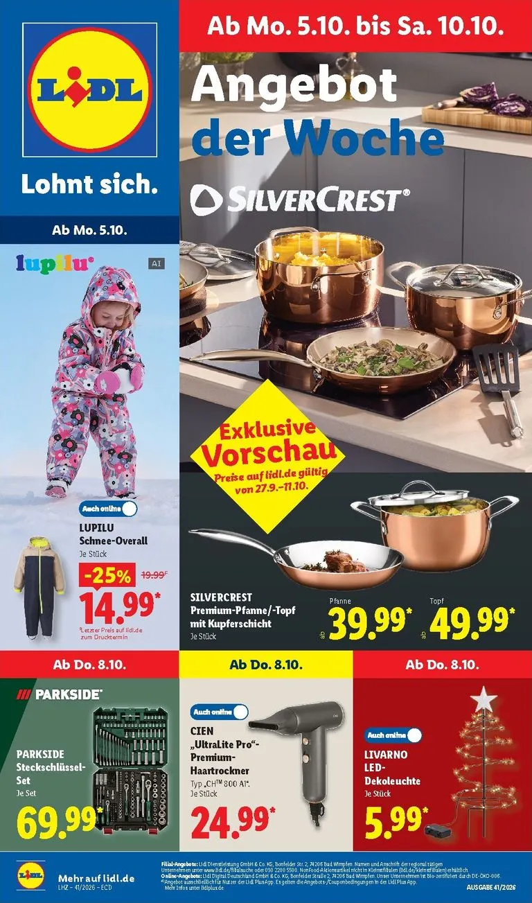 LIDL Angebot der Woche von 5. Oktober bis 10. Oktober 2026 - Prospekt seite 1